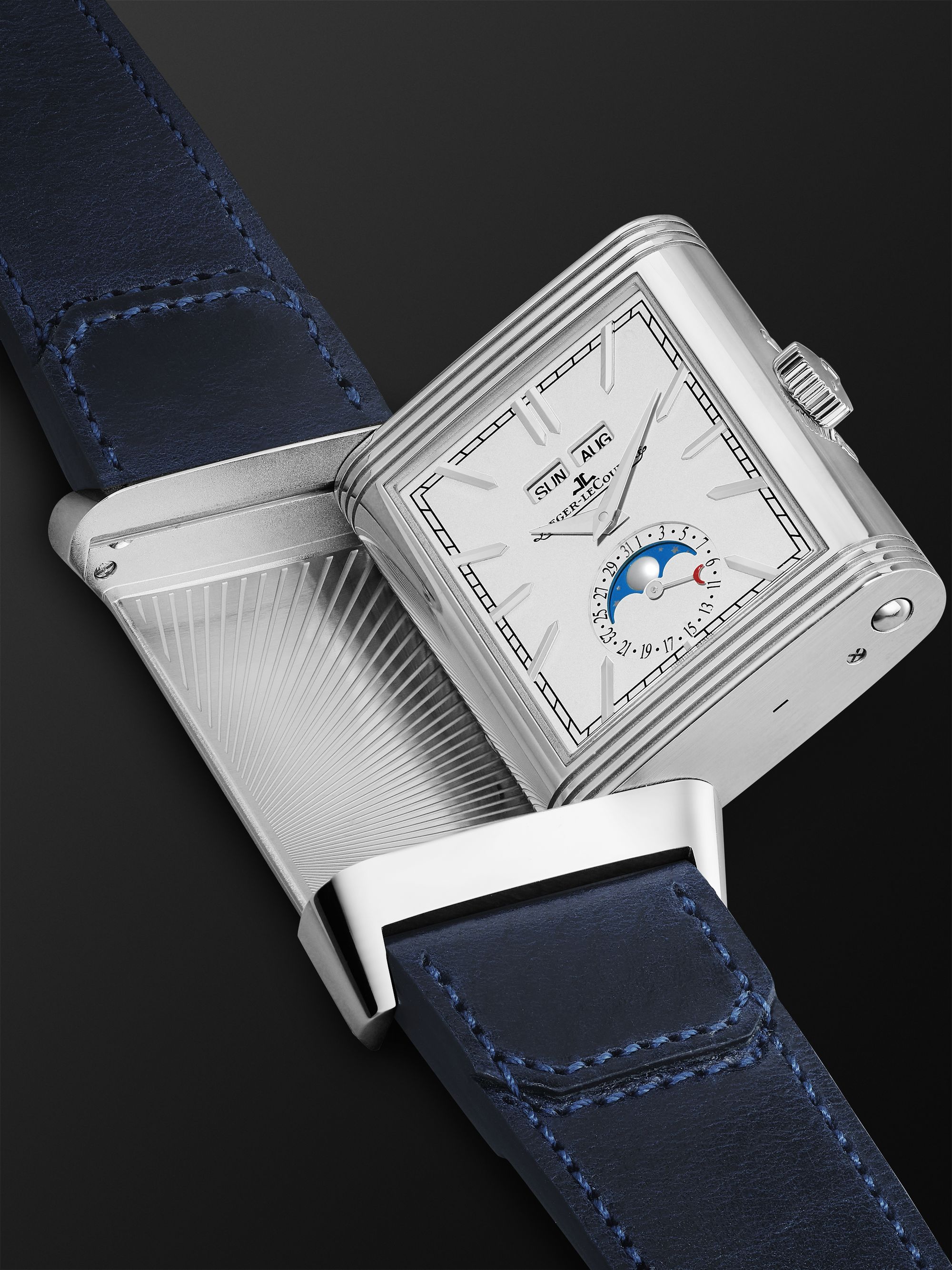 JAEGER-LECOULTRE + Casa Fagliano Reverso Tribute Duoface Calendar 29.9mm Stainless Steel, Leather and Canvas Watch, Ref. No. Q3918420