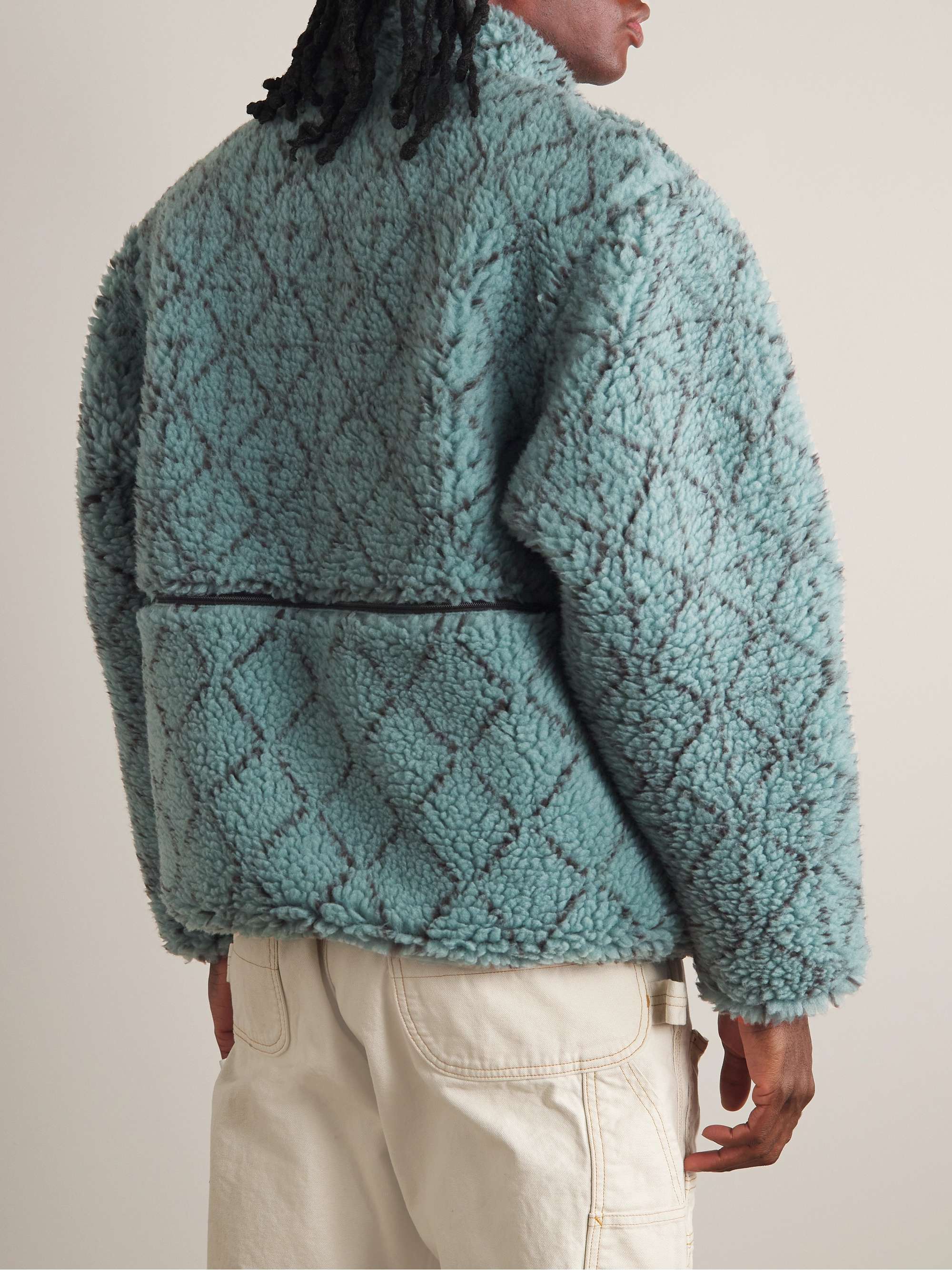 Sashiko Boa Reversible Printed Fleece and Shell Jacket
