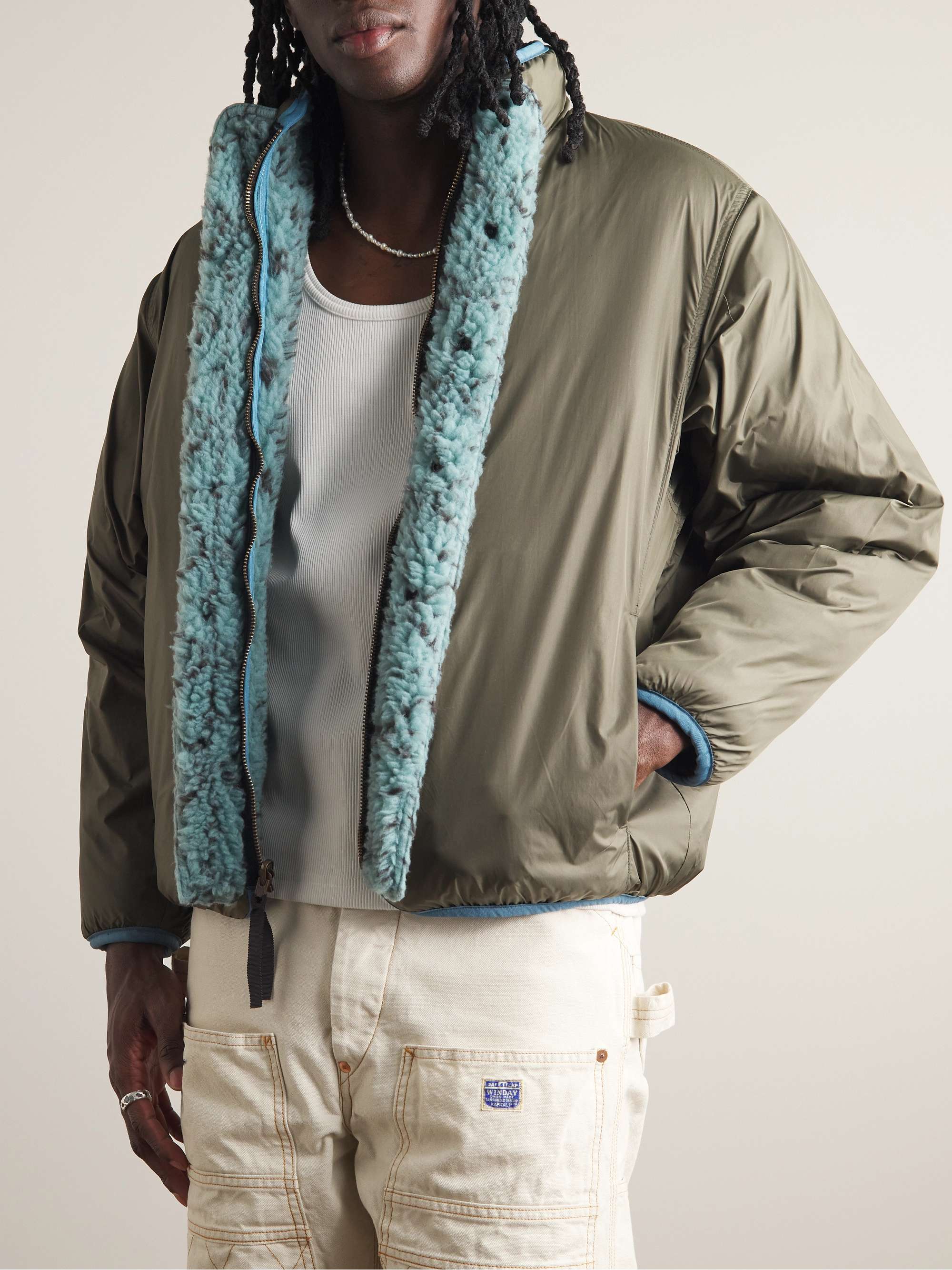 KAPITAL Sashiko Boa Reversible Printed Fleece and Shell Jacket