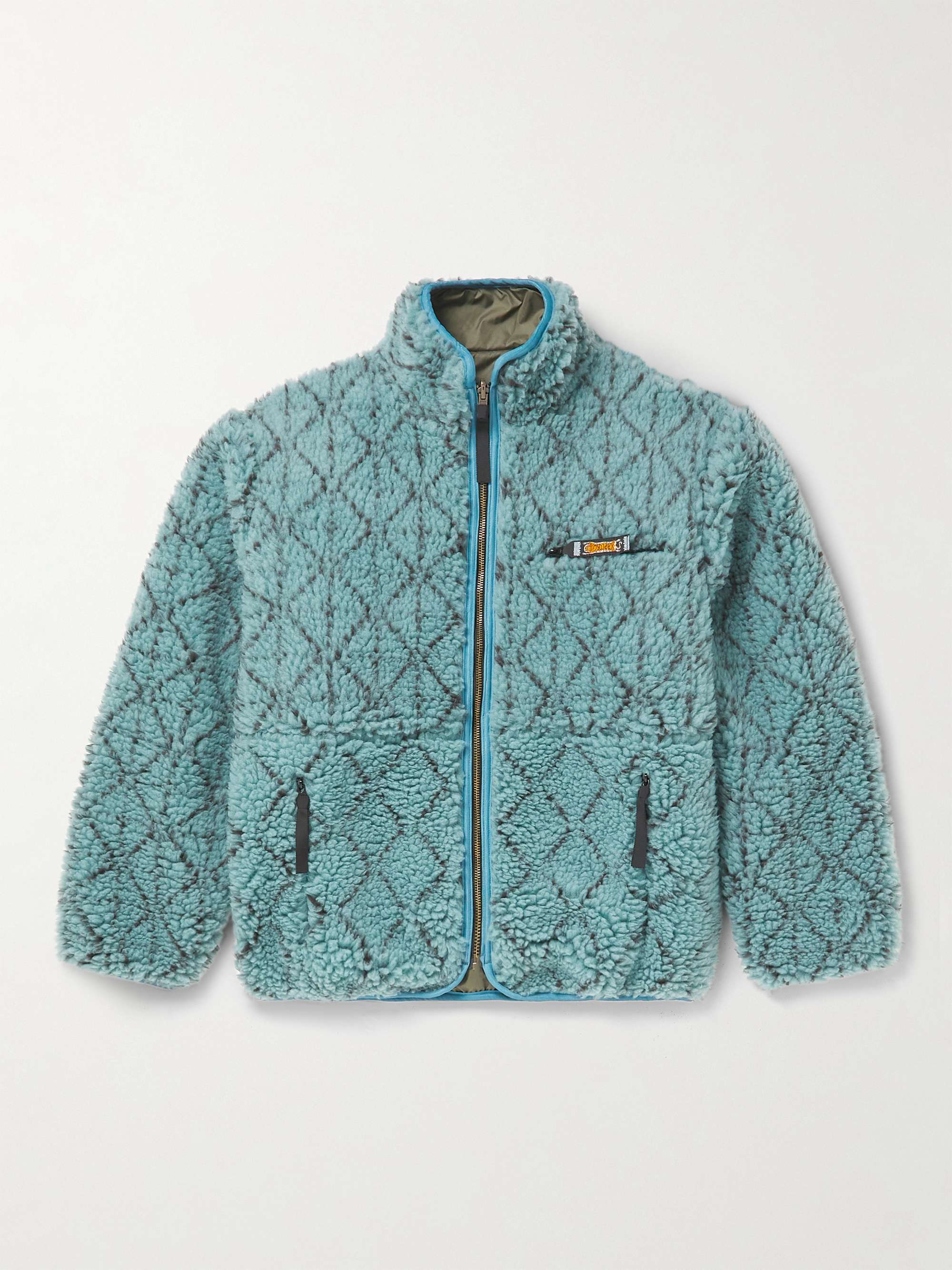 Sashiko Boa Reversible Printed Fleece and Shell Jacket