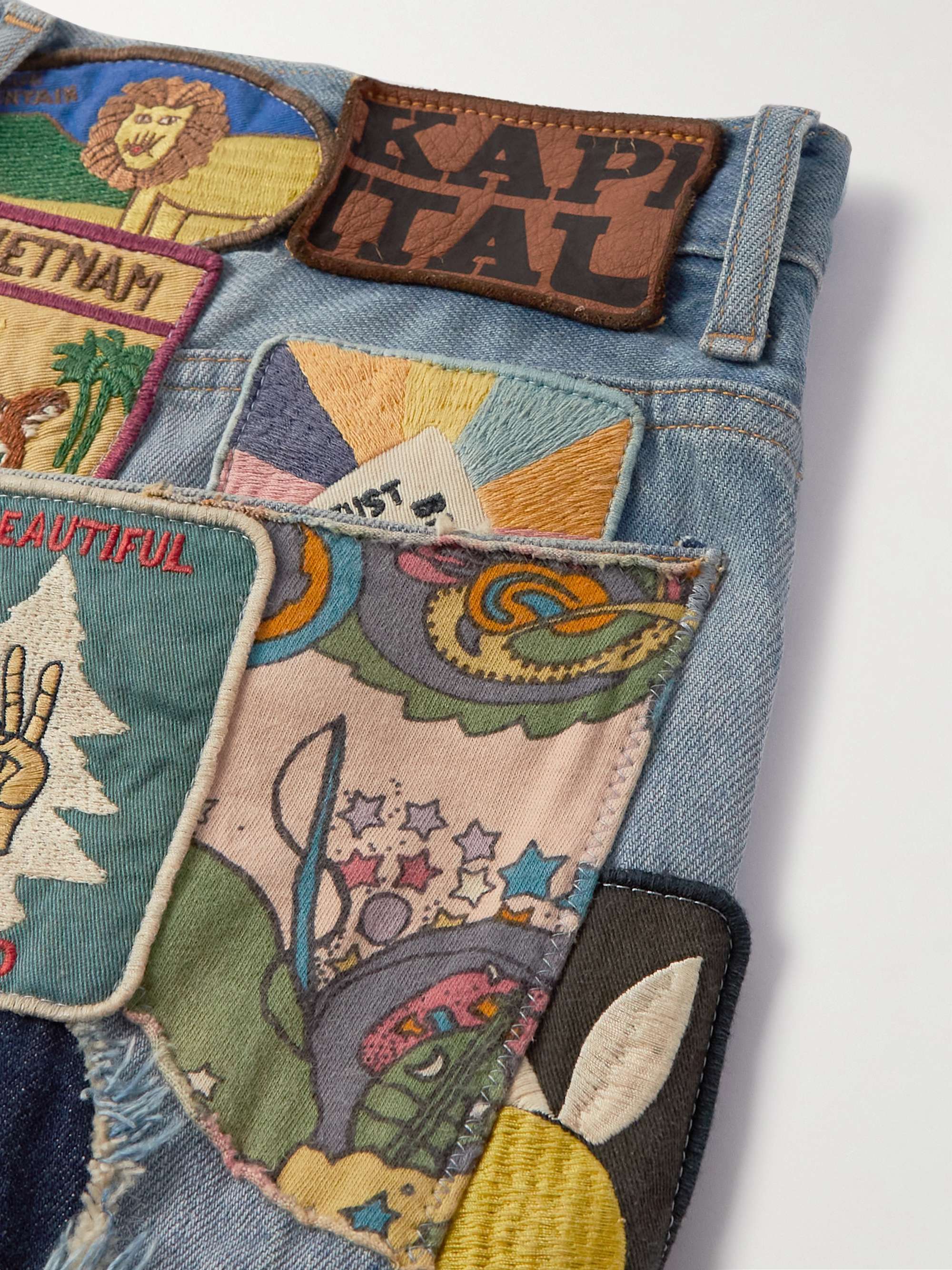 KAPITAL Slim-Fit Flared Appliquéd Jeans