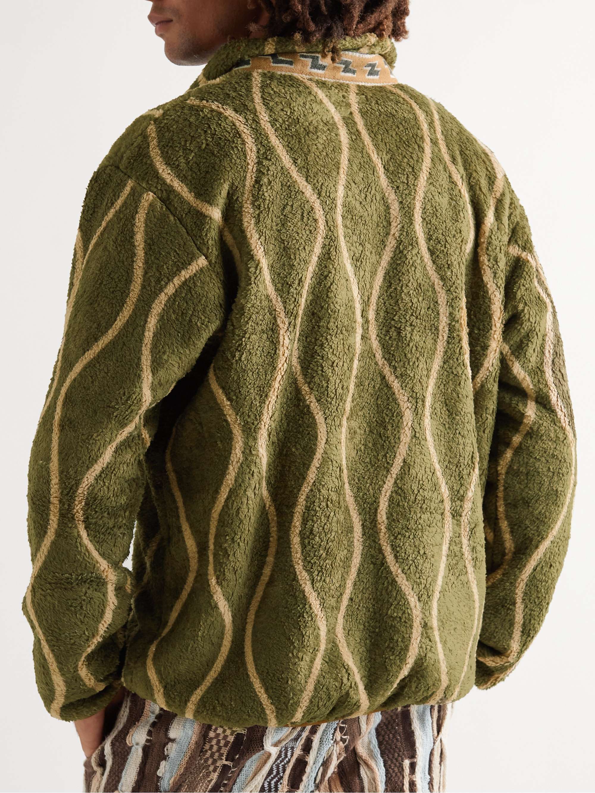 KAPITAL Jacquard-Trimmed Striped Fleece Jacket