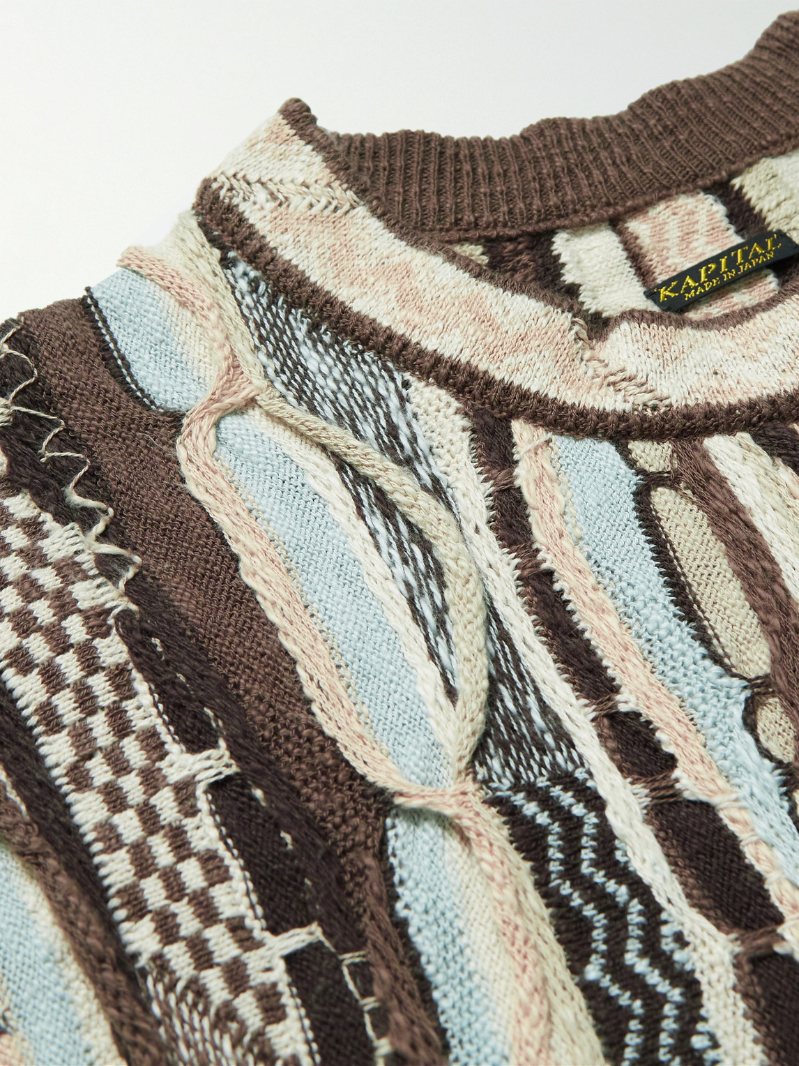 Shop Kapital Cotton-jacquard Sweater In Brown