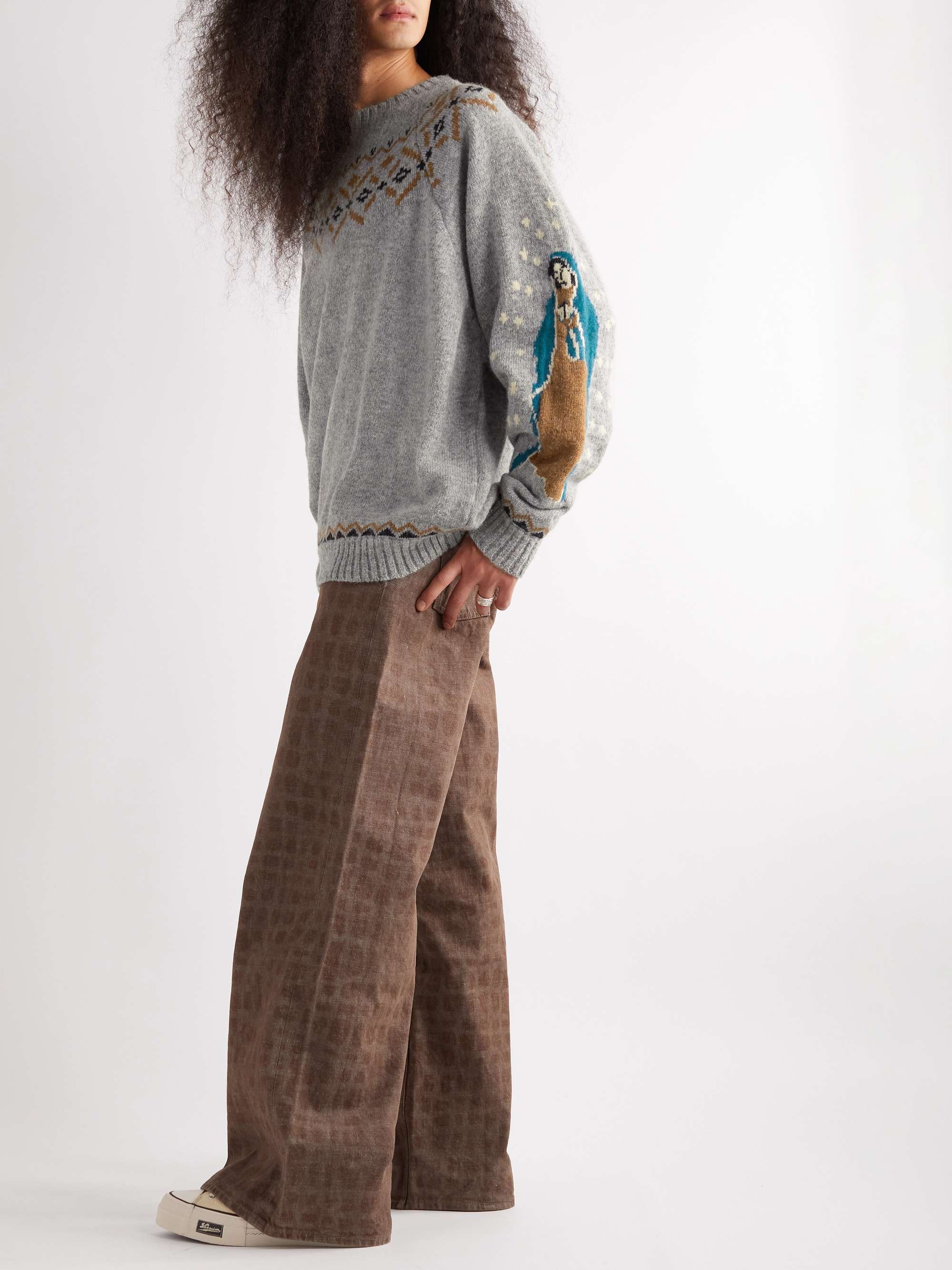 KAPITAL Intarsia Wool Sweater