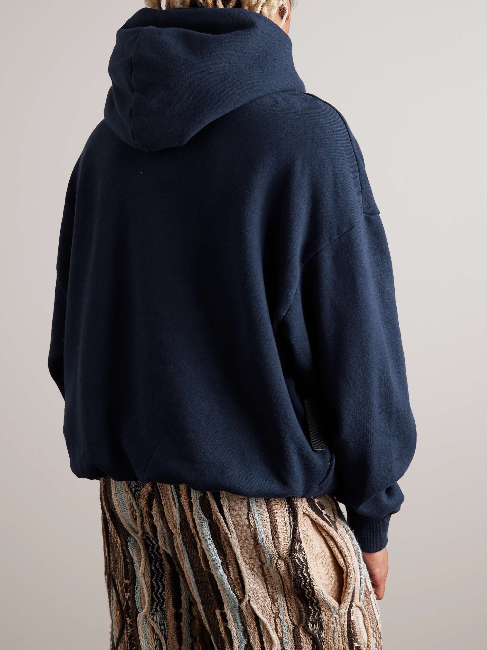 KAPITAL Scarf-Detail Logo-Print Cotton-Jersey Hoodie