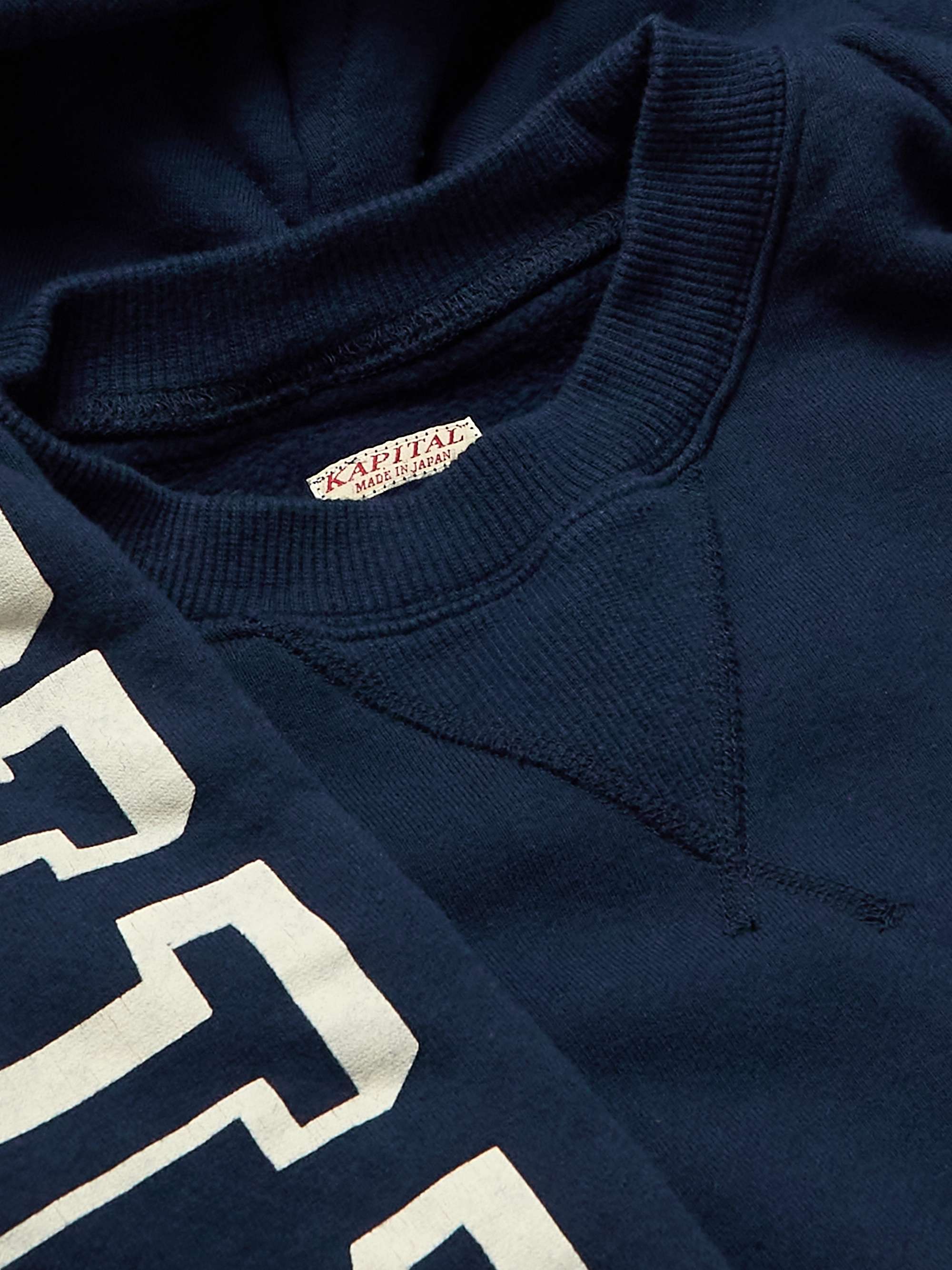KAPITAL Scarf-Detail Logo-Print Cotton-Jersey Hoodie