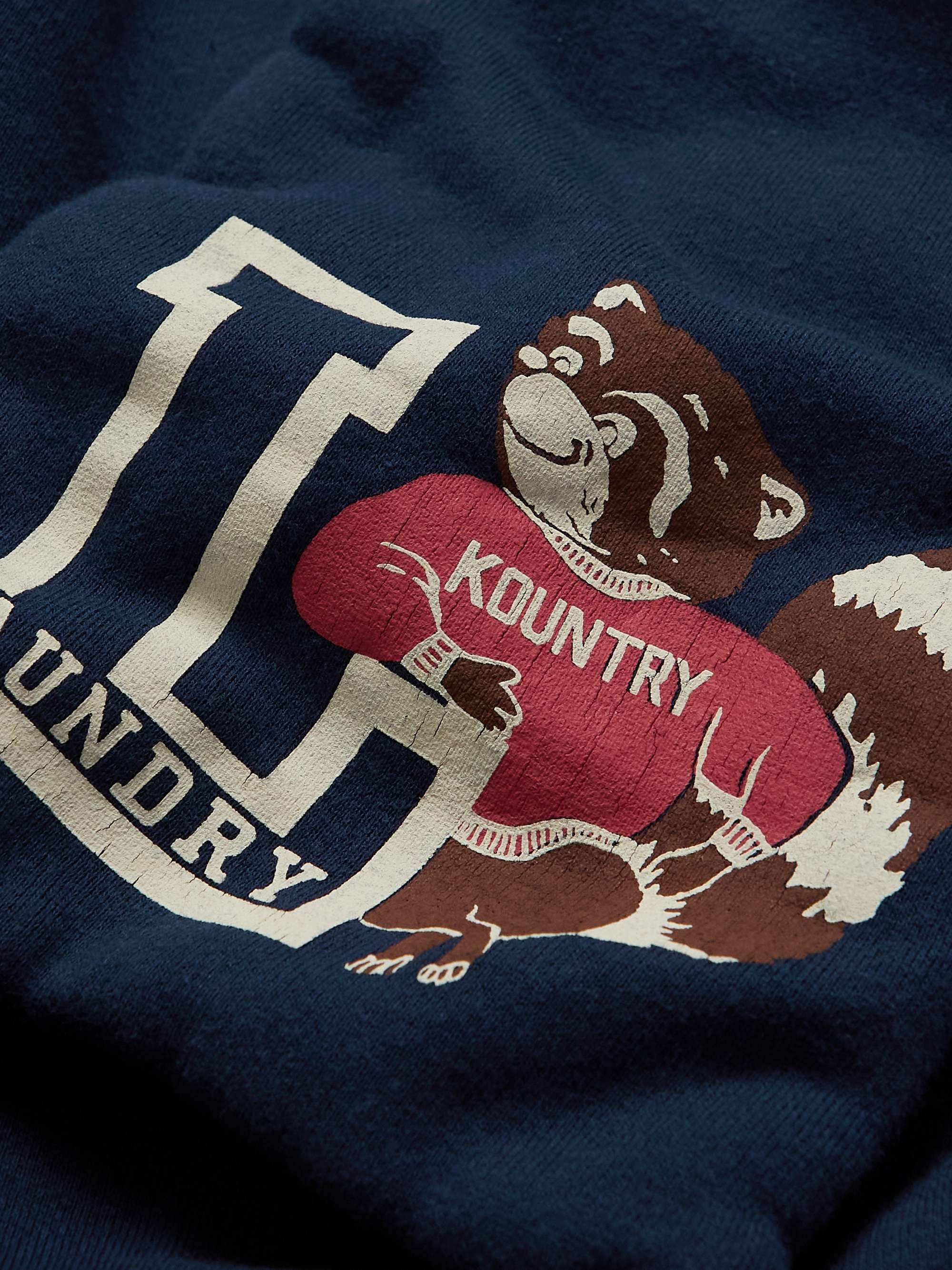 KAPITAL Scarf-Detail Logo-Print Cotton-Jersey Hoodie