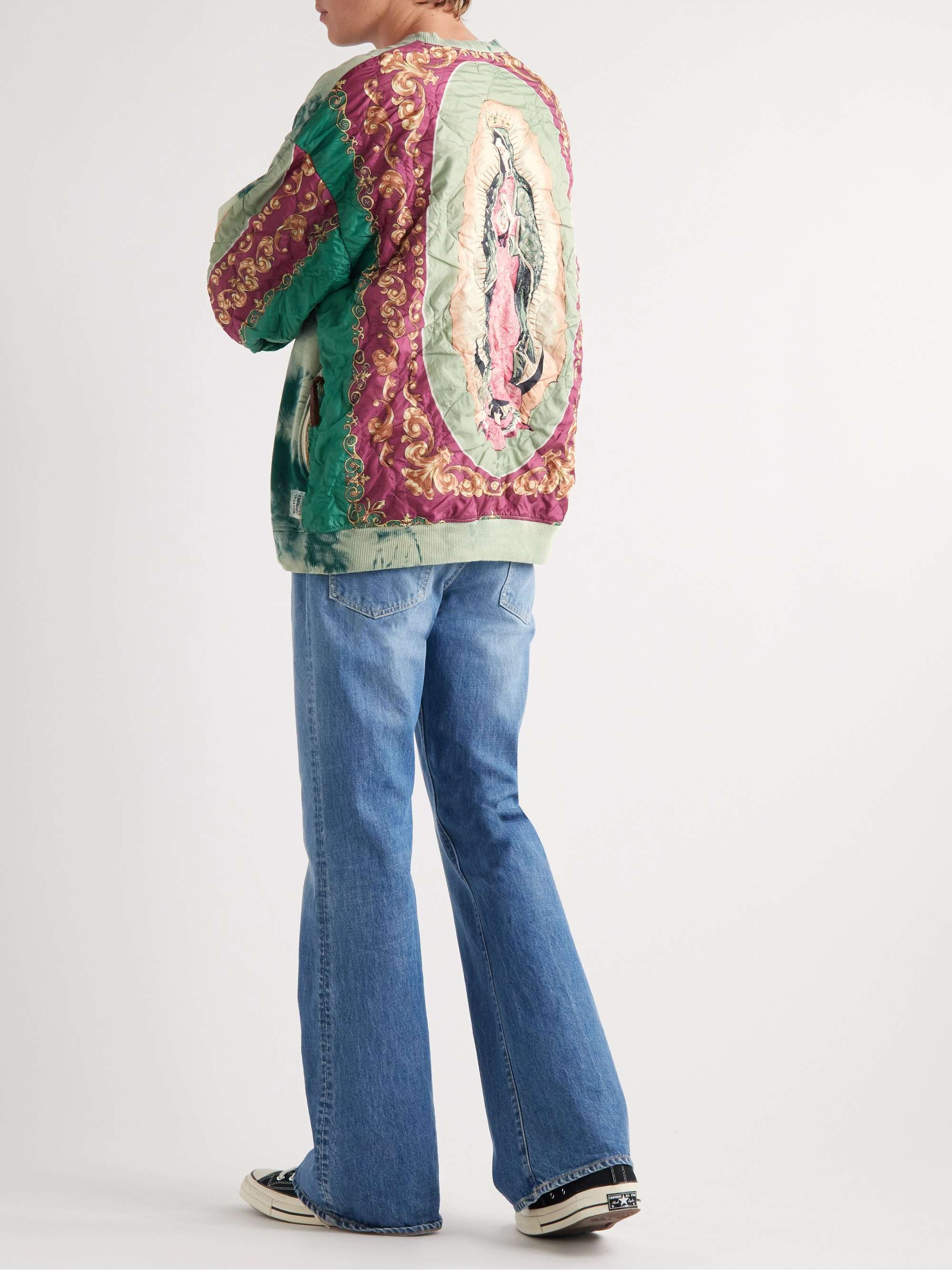 Tie-Dyed Cotton-Jersey and Printed Quilted Shell Sweatshirt