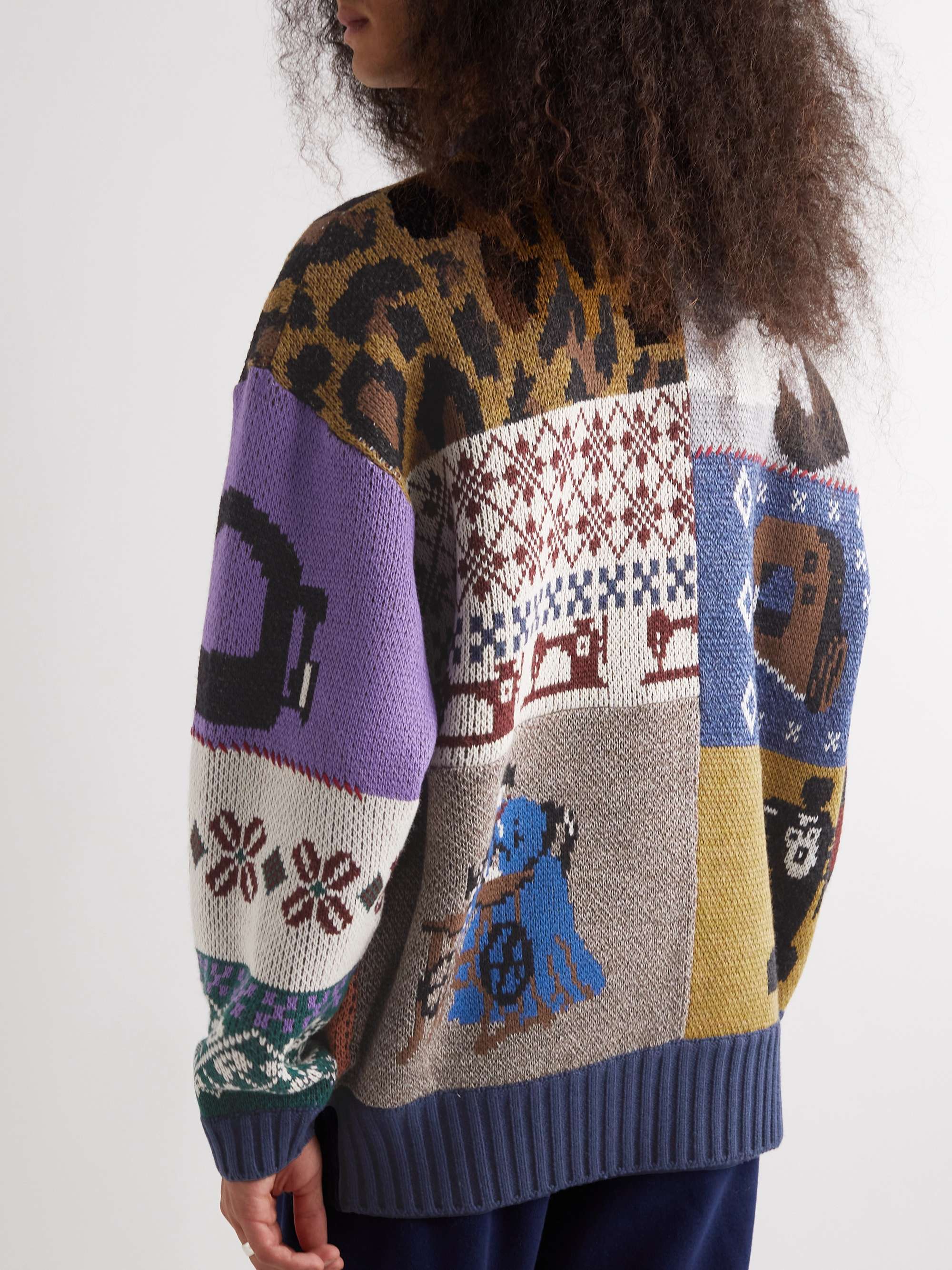 KAPITAL Kurogane Mishin Jacquard-Knit Wool-Blend Sweater