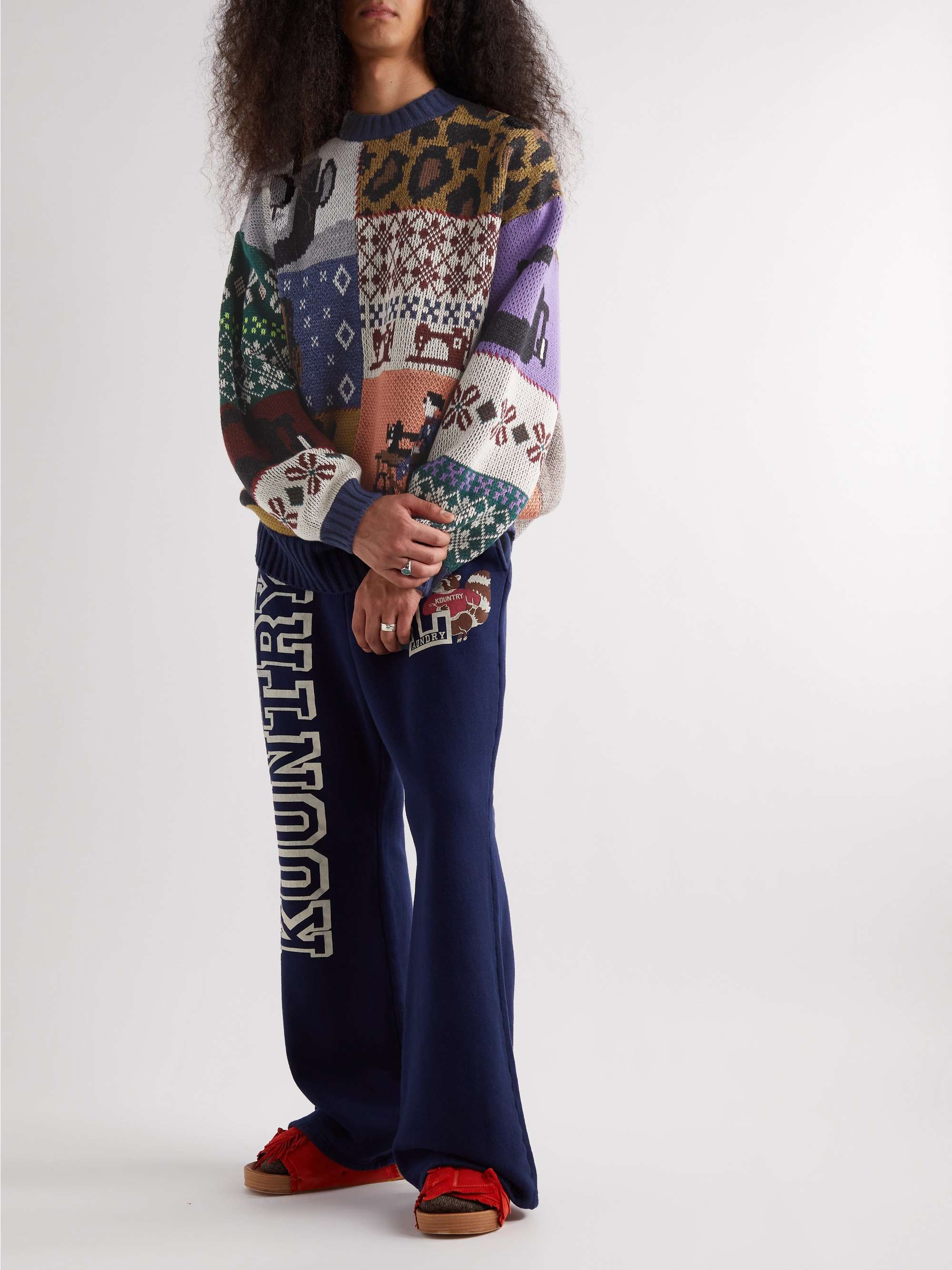 KAPITAL Kurogane Mishin Jacquard-Knit Wool-Blend Sweater
