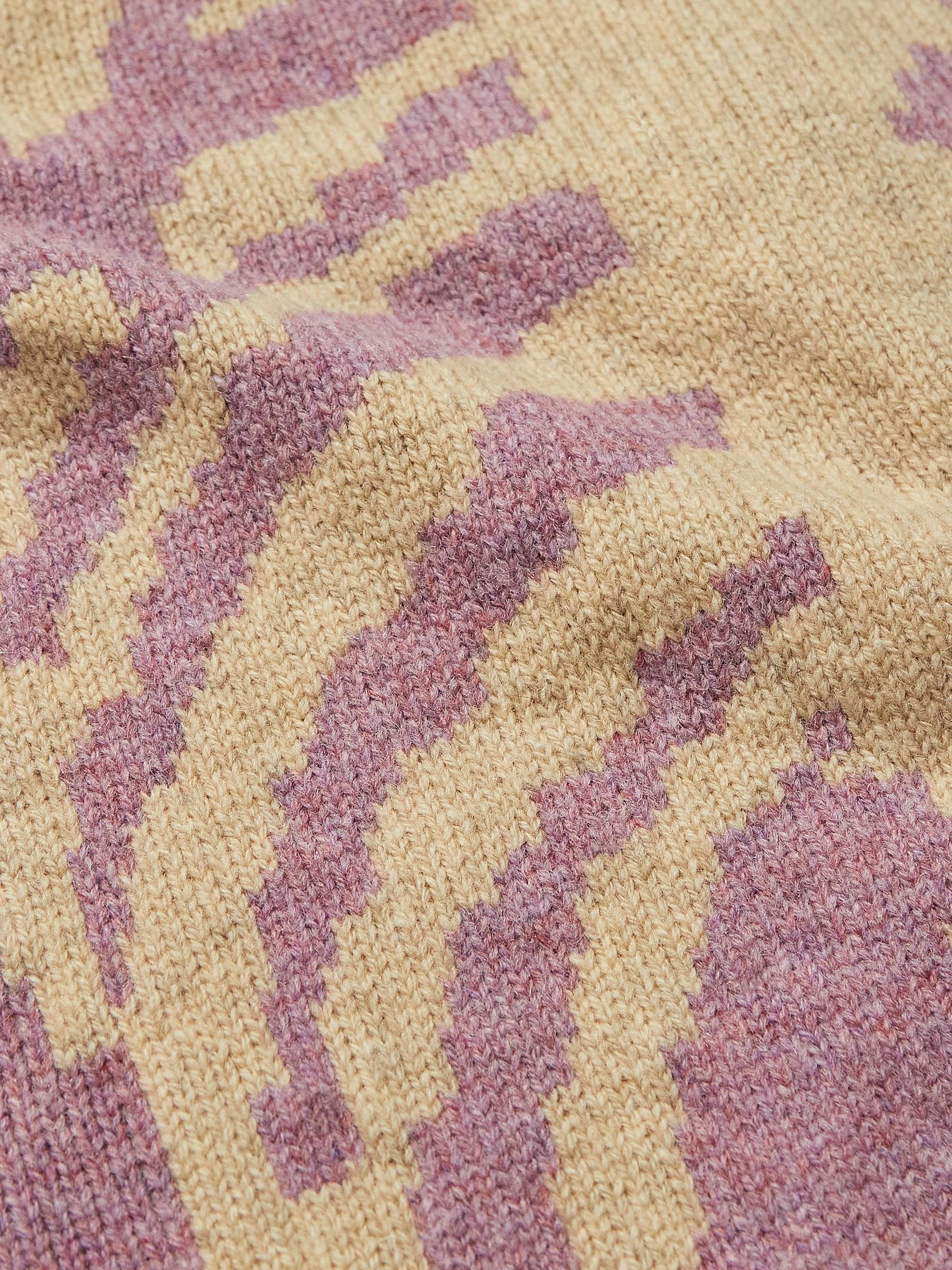 KAPITAL Distressed Jacquard-Knit Wool Cardigan
