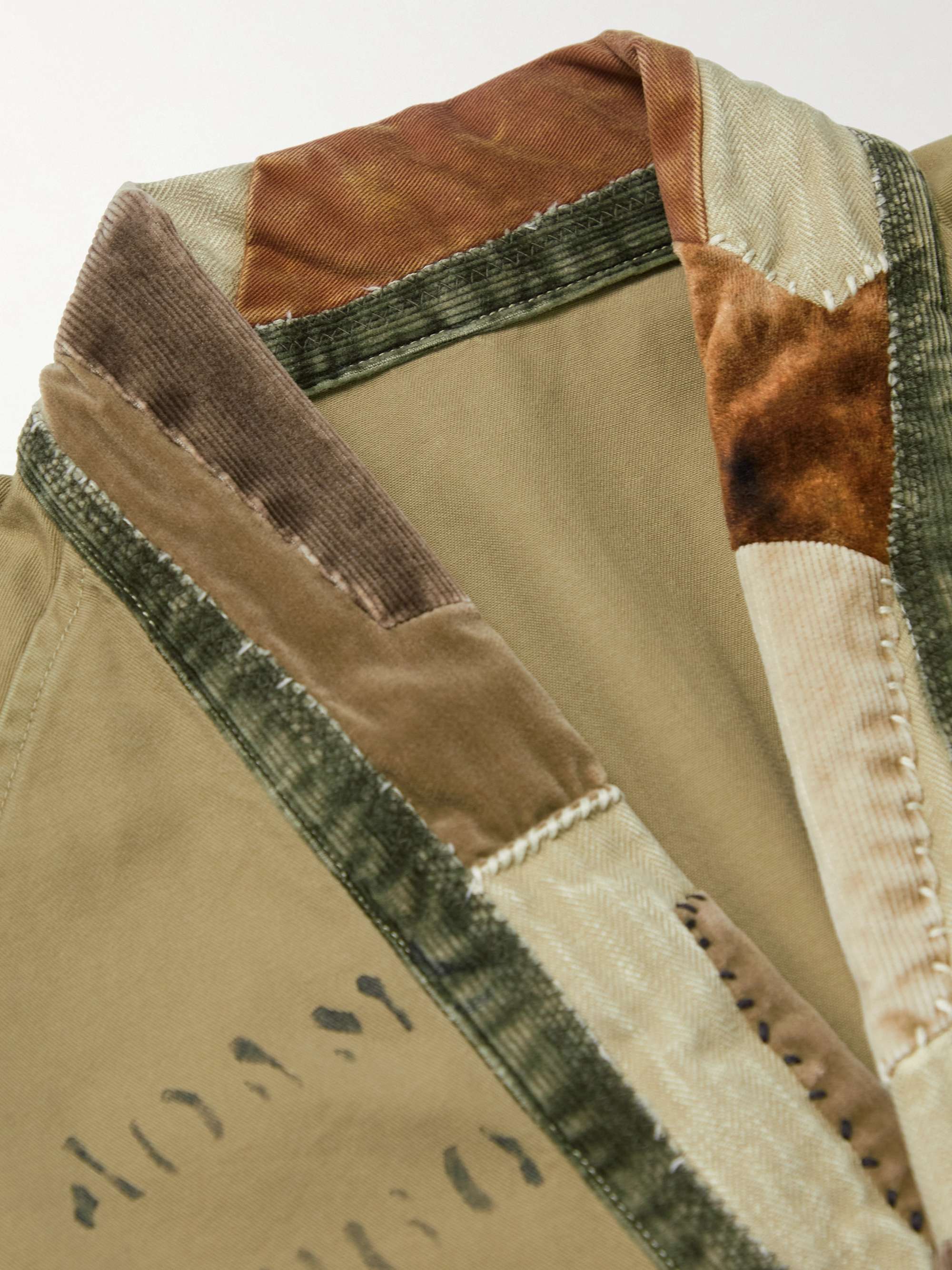 KAPITAL Tiger Juddbhan Corduroy-Trimmed Printed Cotton-Twill Shirt