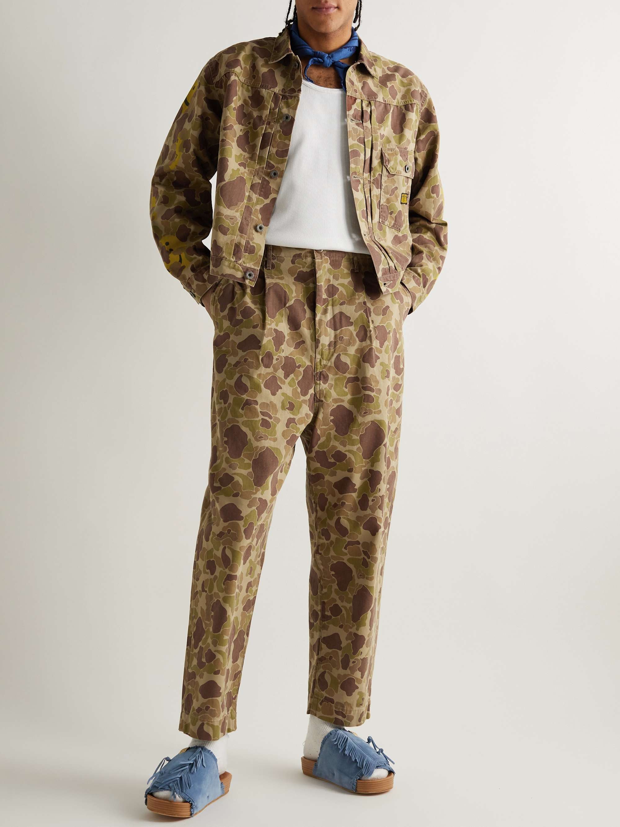 KAPITAL Pleated Camouflage-Print Cotton-Twill Trousers for Men | MR PORTER