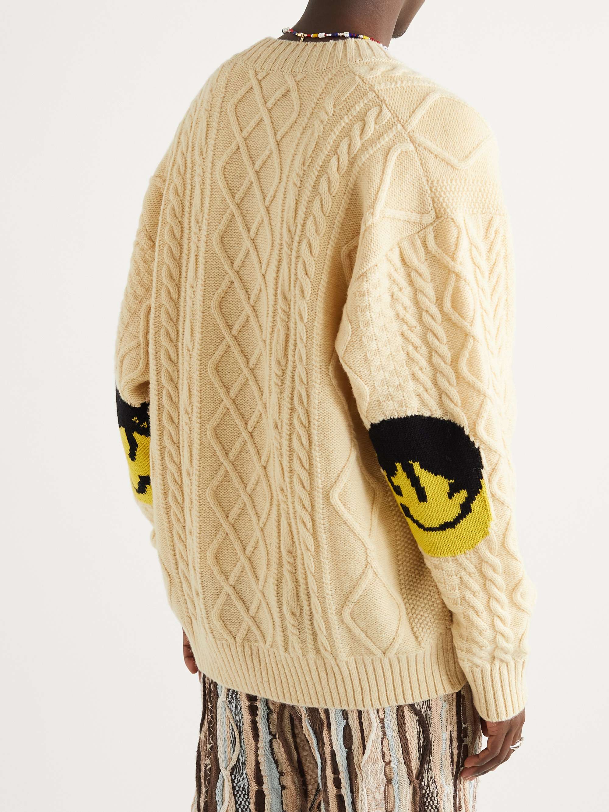 KAPITAL Intarsia Cable-Knit Wool-Blend Cardigan