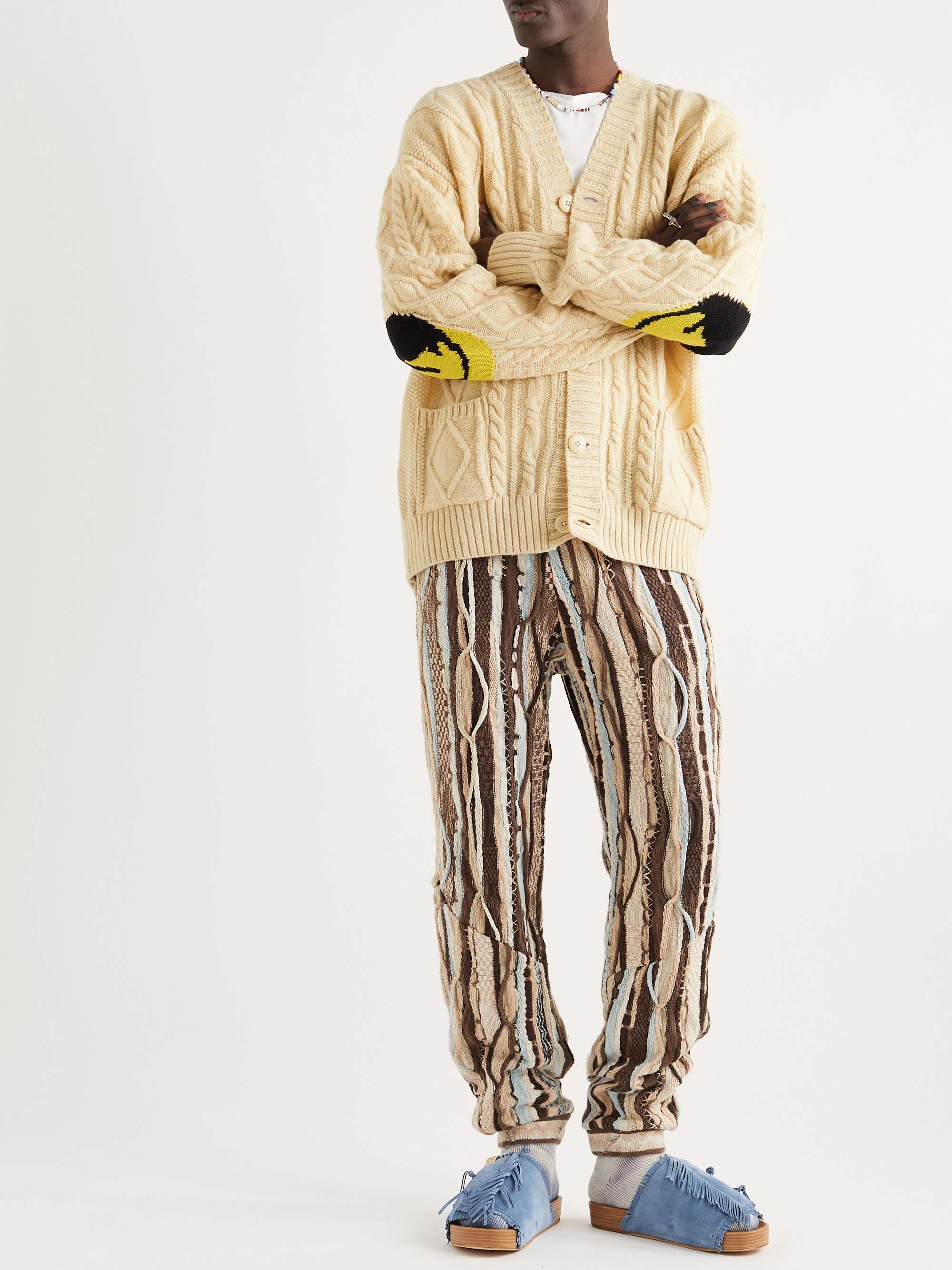 KAPITAL Intarsia Cable-Knit Wool-Blend Cardigan