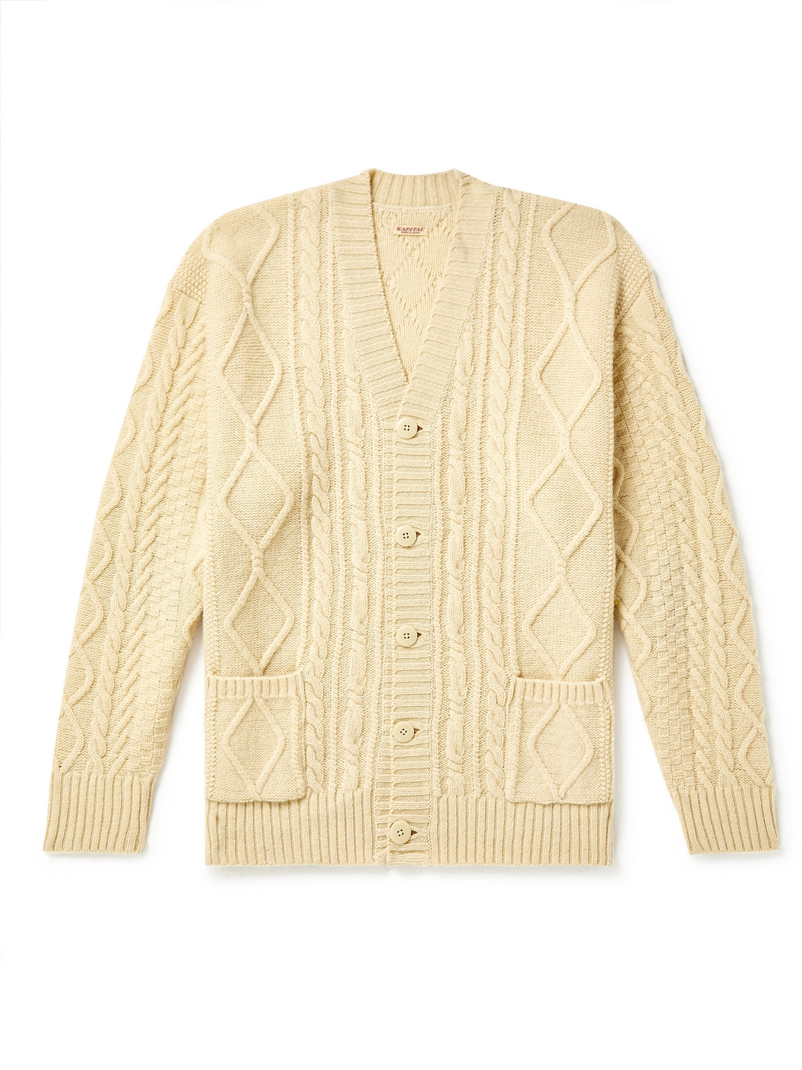 トップス Intarsia Cable Cardigan Kapital Intarsia Cable-knit Wool-blend Cardigan In Yellow | ModeSens