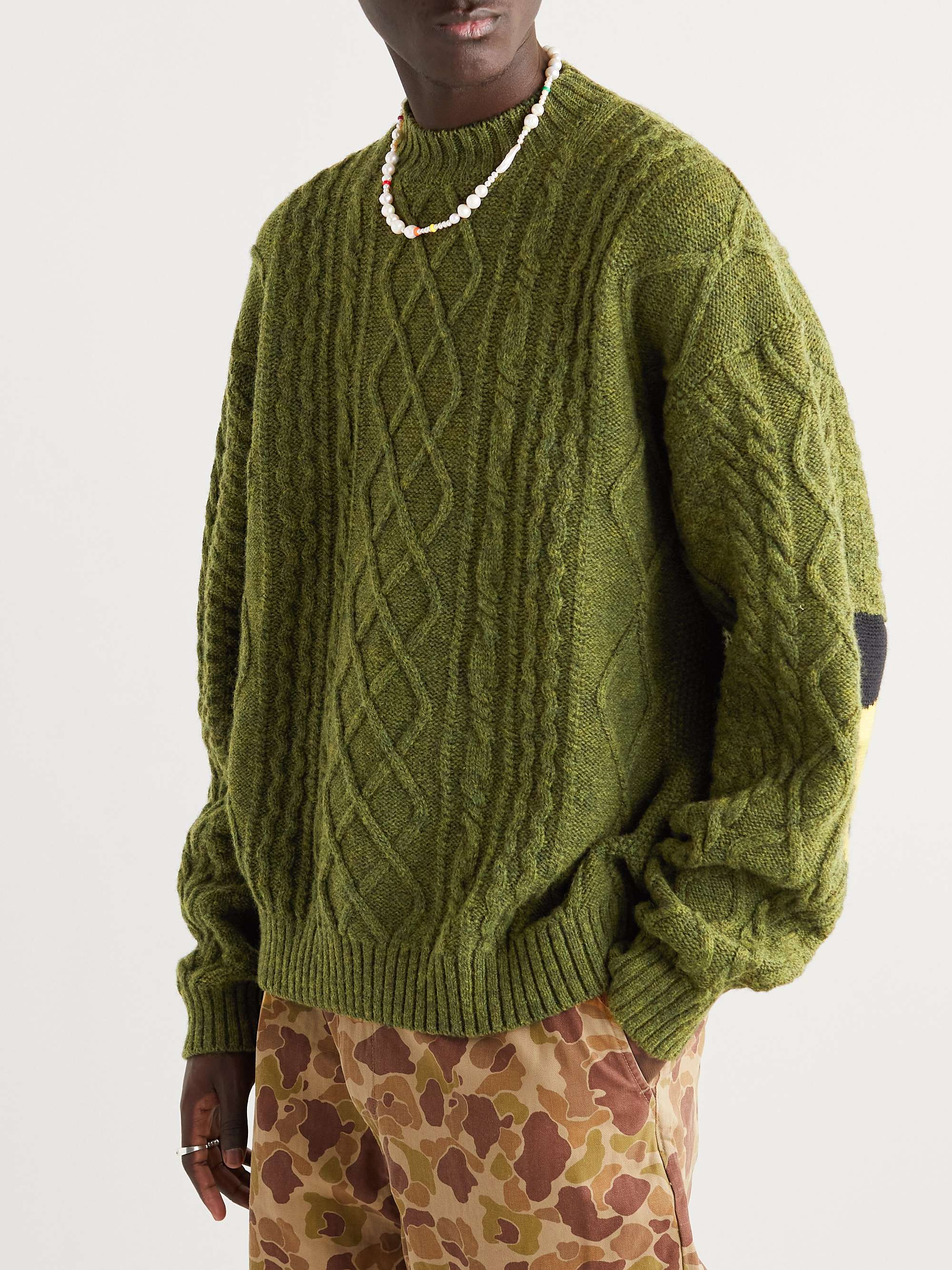KAPITAL Intarsia Cable-Knit Wool-Blend Sweater