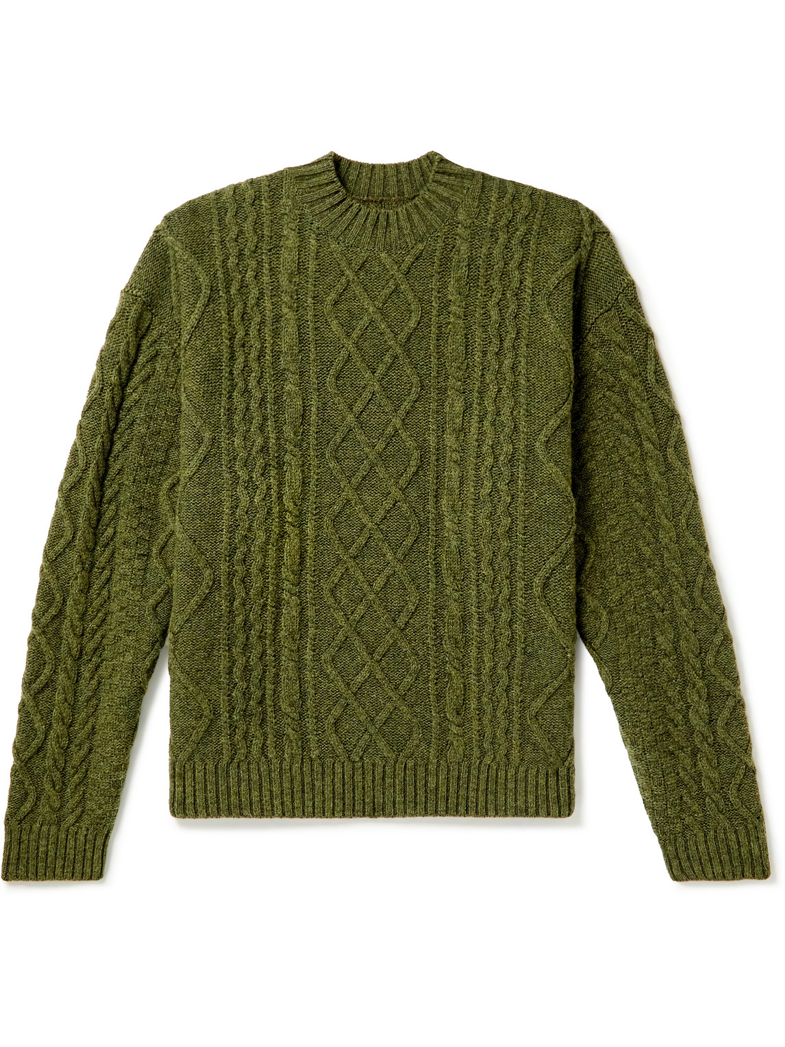Kapital Intarsia Cable-knit Wool-blend Sweater In Green