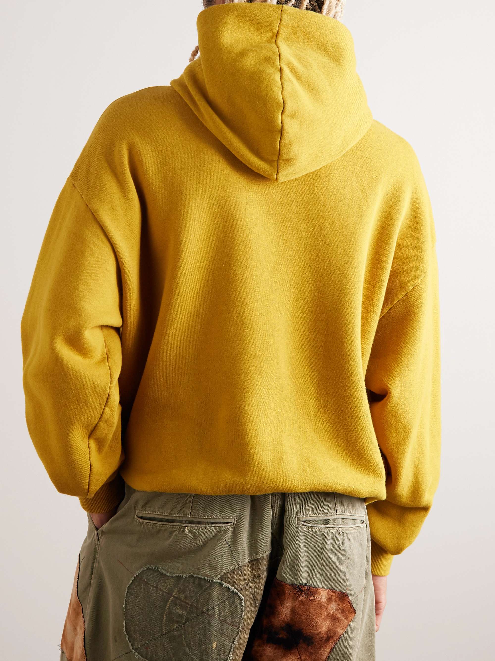 KAPITAL Scarf-Detail Logo-Print Cotton-Jersey Hoodie