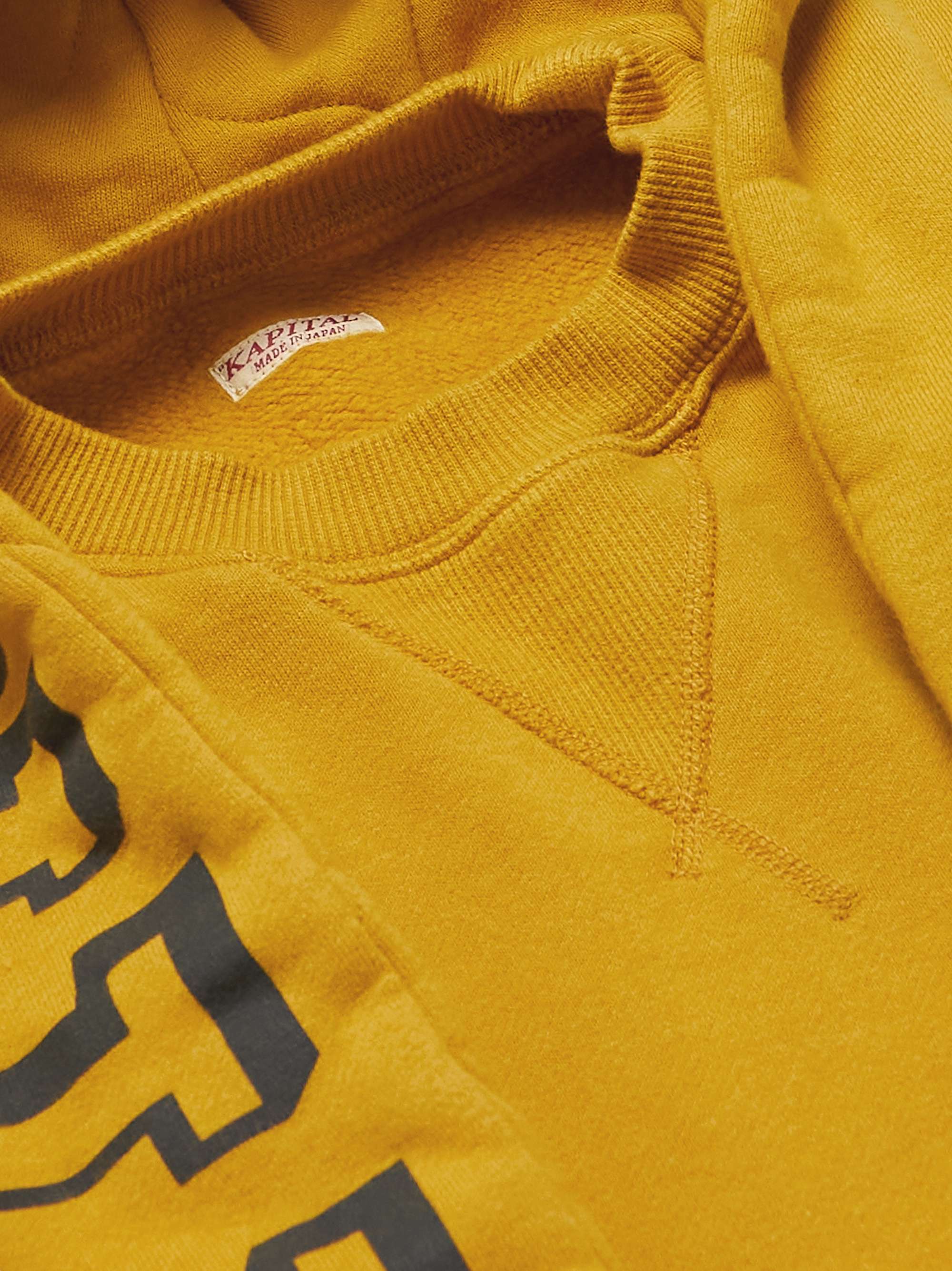 KAPITAL Scarf-Detail Logo-Print Cotton-Jersey Hoodie