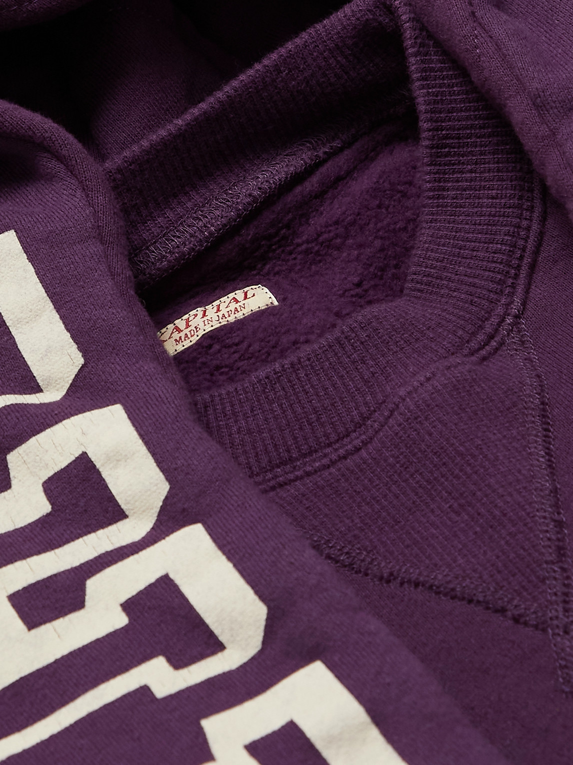 Kapital Scarf-detail Logo-print Cotton-jersey Hoodie In Purple