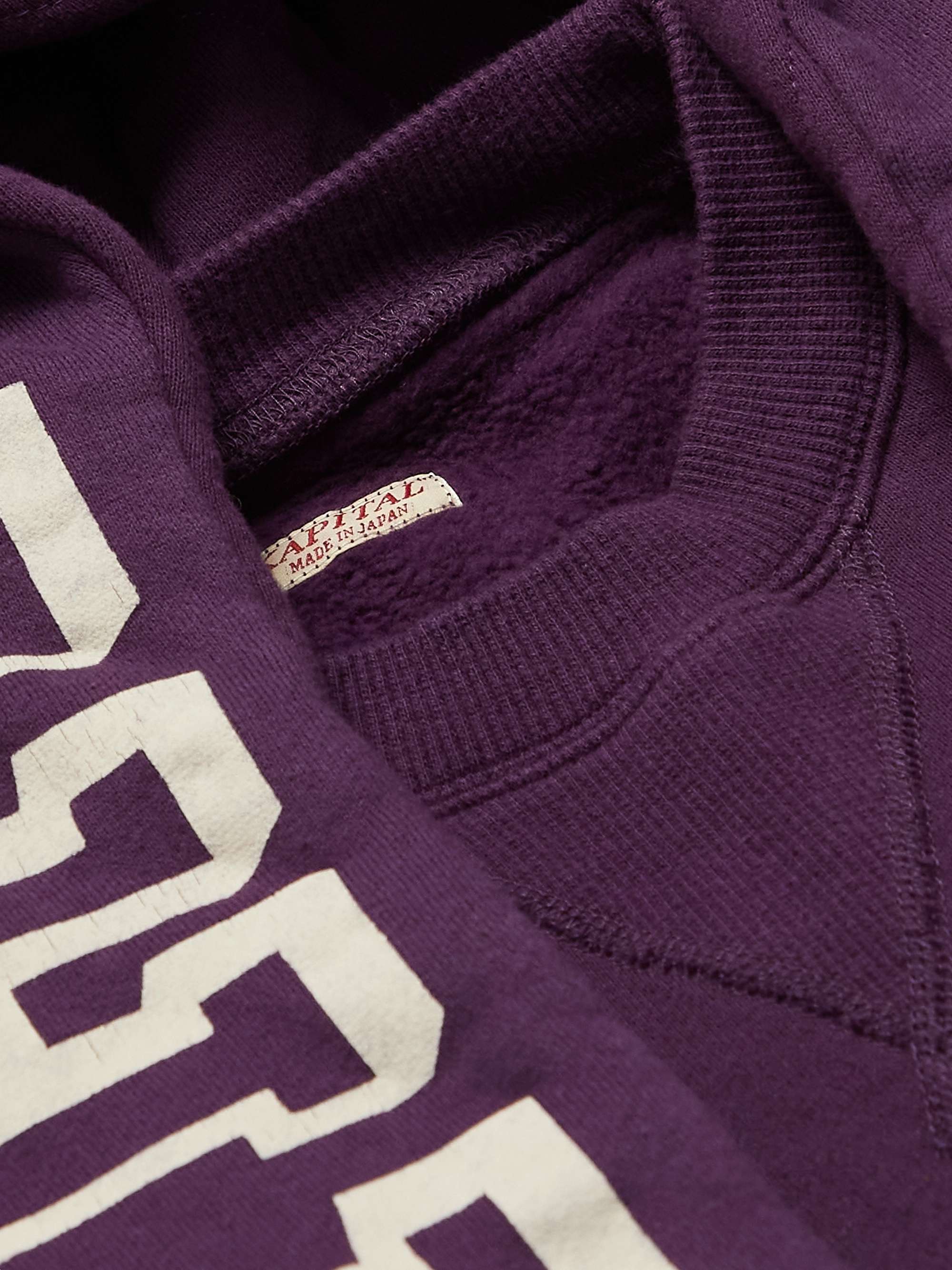 KAPITAL Scarf-Detail Logo-Print Cotton-Jersey Hoodie