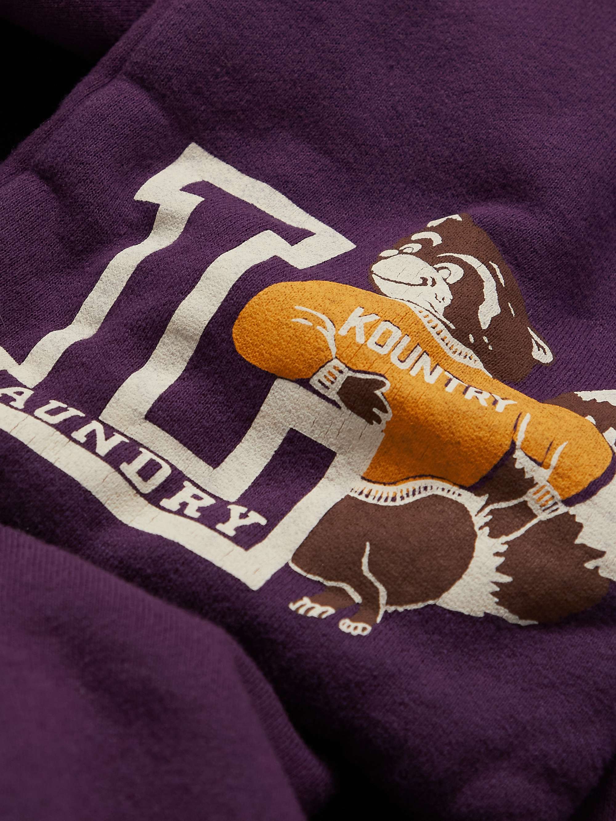 KAPITAL Scarf-Detail Logo-Print Cotton-Jersey Hoodie