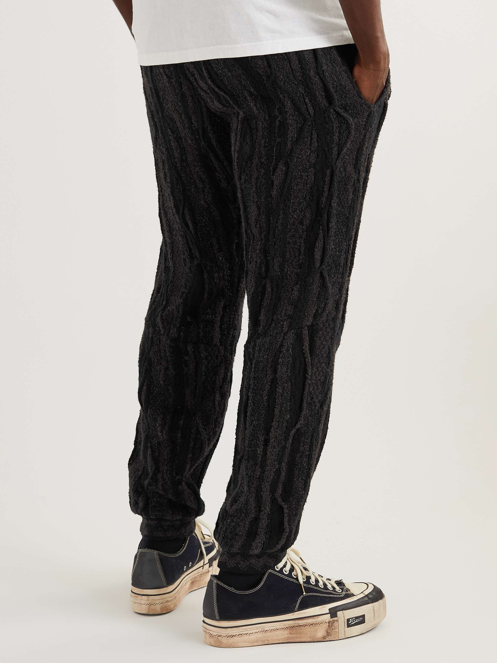 KAPITAL Tapered Jacquard-Knit Cotton-Blend Drawstring Trousers