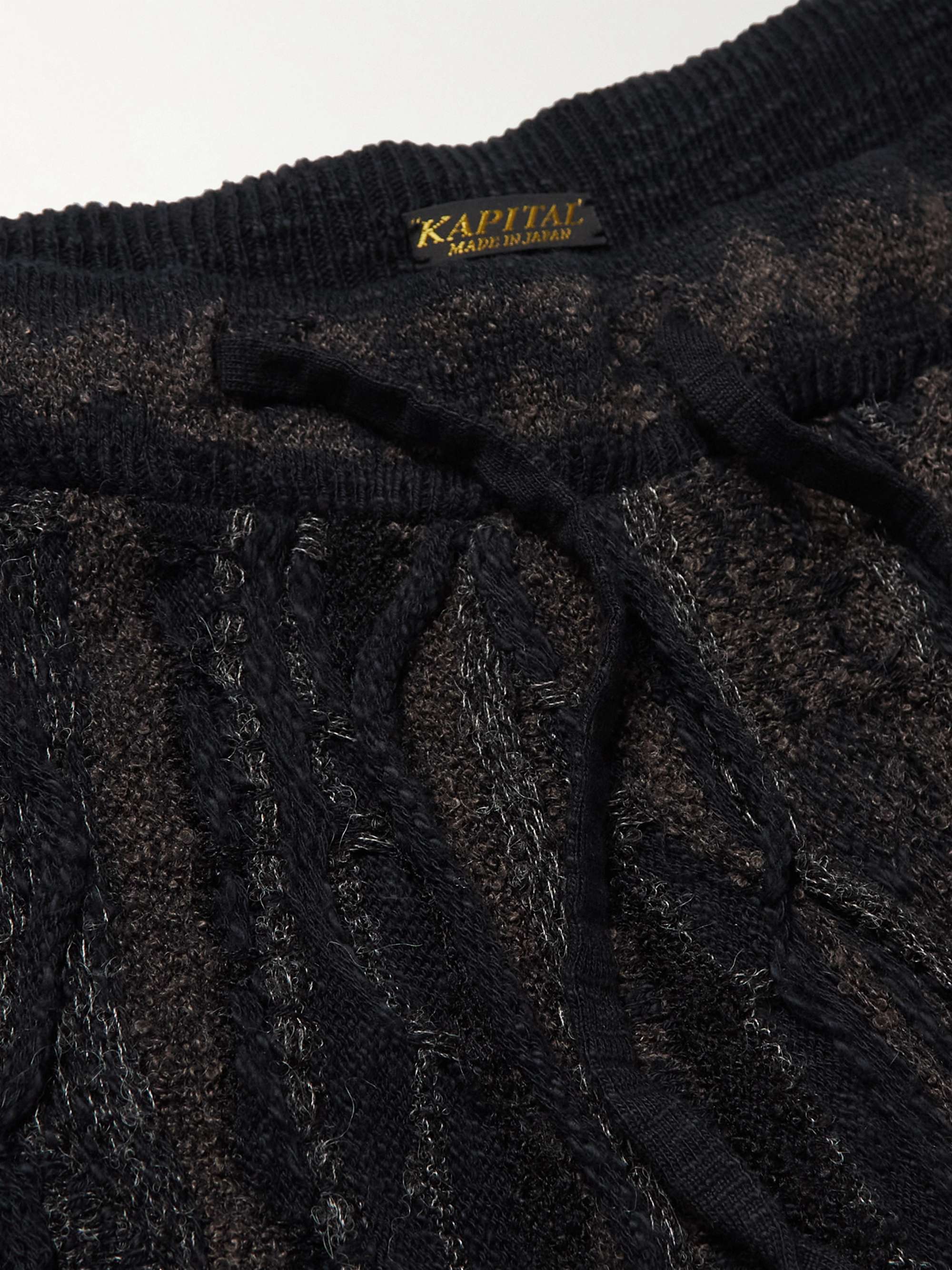 KAPITAL Tapered Jacquard-Knit Cotton-Blend Drawstring Trousers