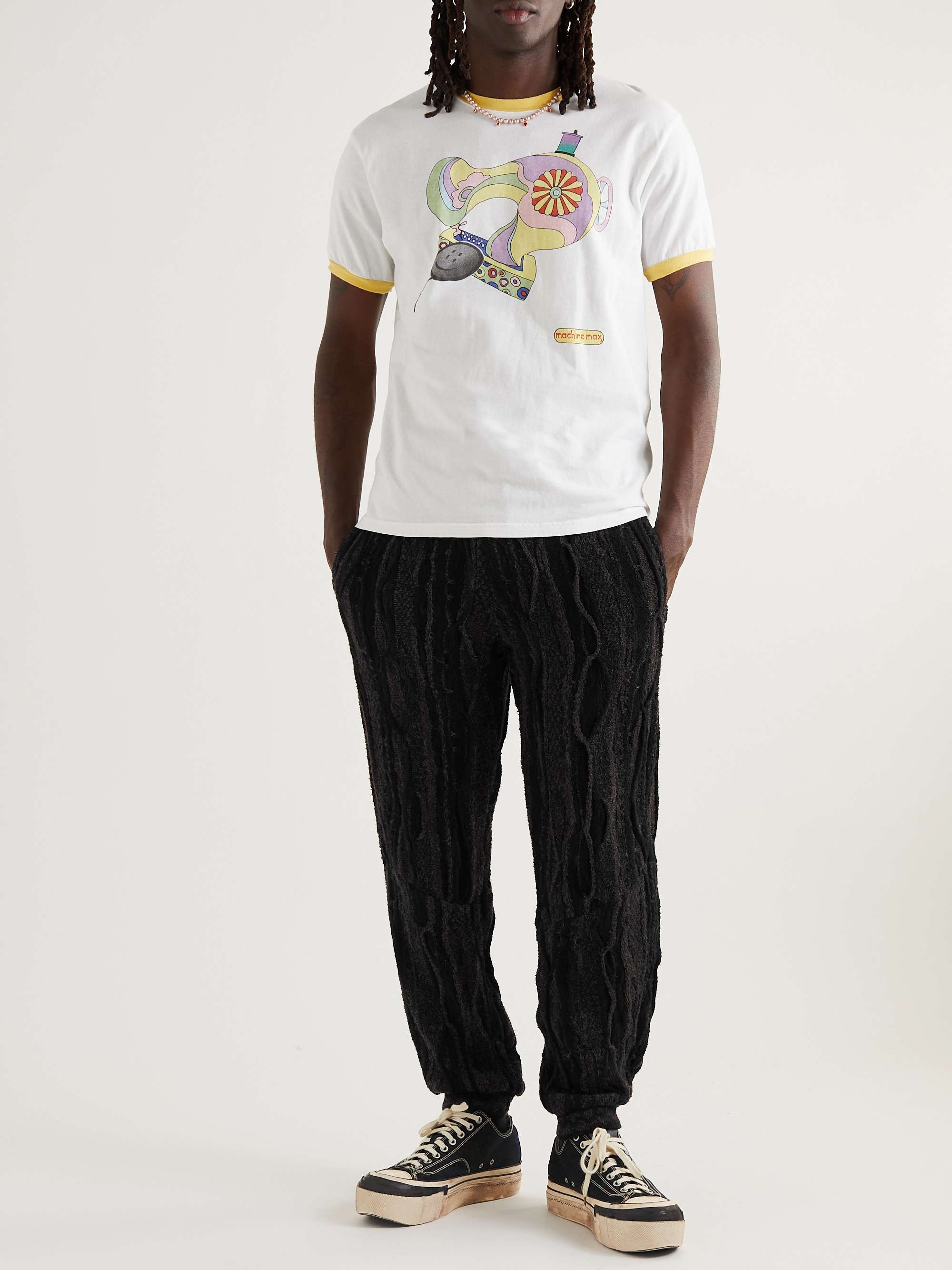 KAPITAL Tapered Jacquard-Knit Cotton-Blend Drawstring Trousers
