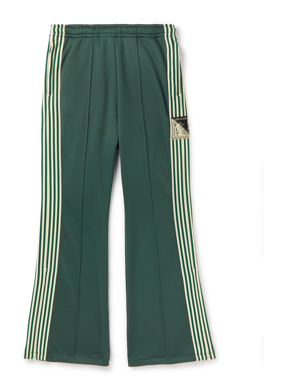 Kapital Flared Striped Tech-jersey Track Trousers In Green