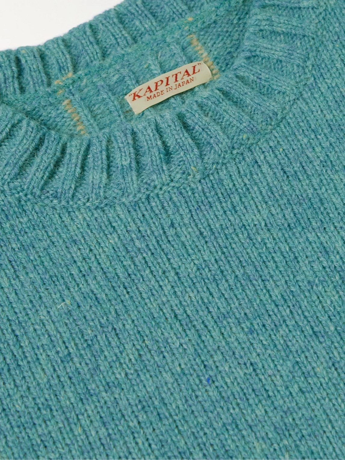 Shop Kapital Intarsia Wool Sweater In Green