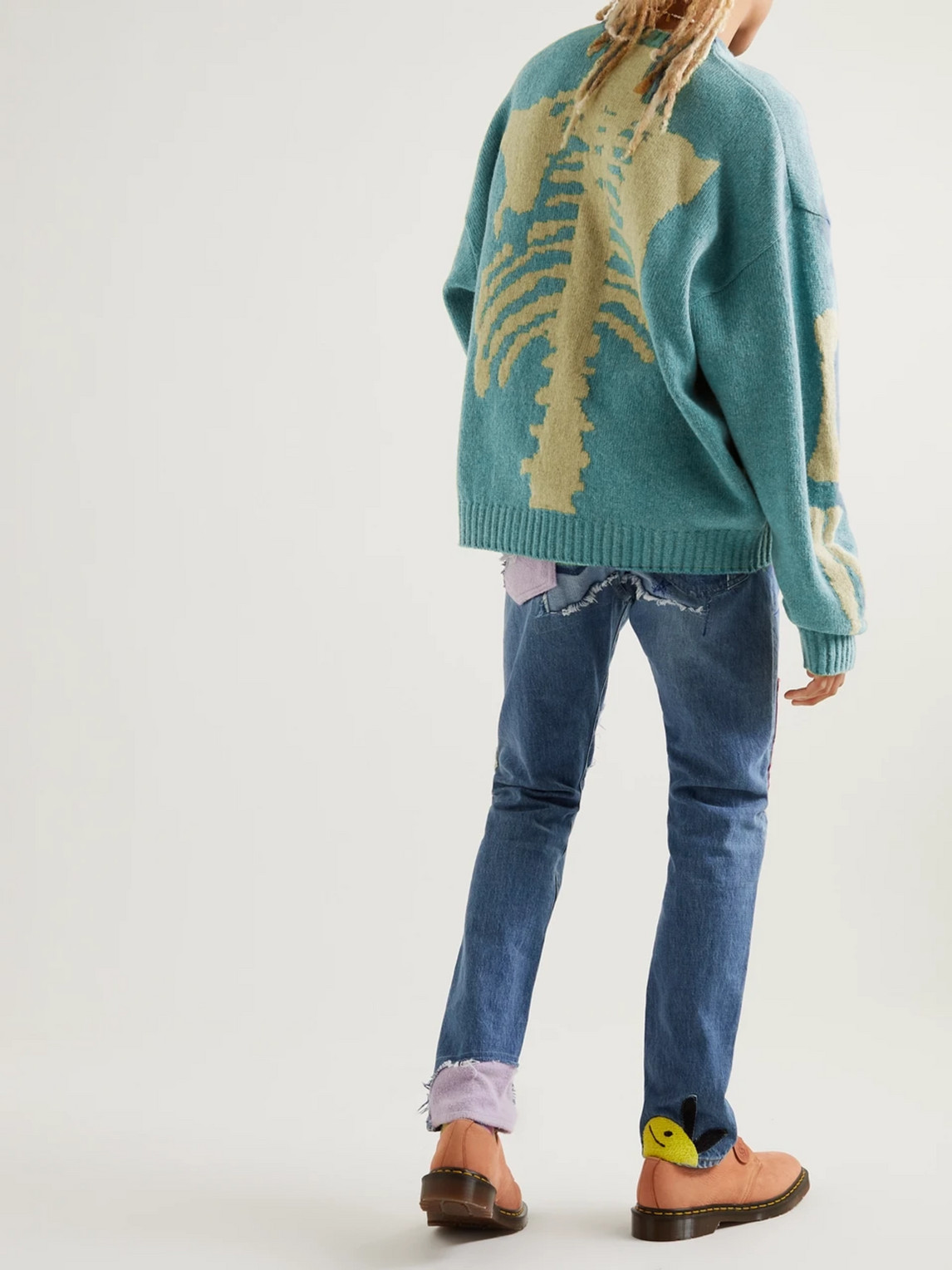 Shop Kapital Intarsia Wool Sweater In Green