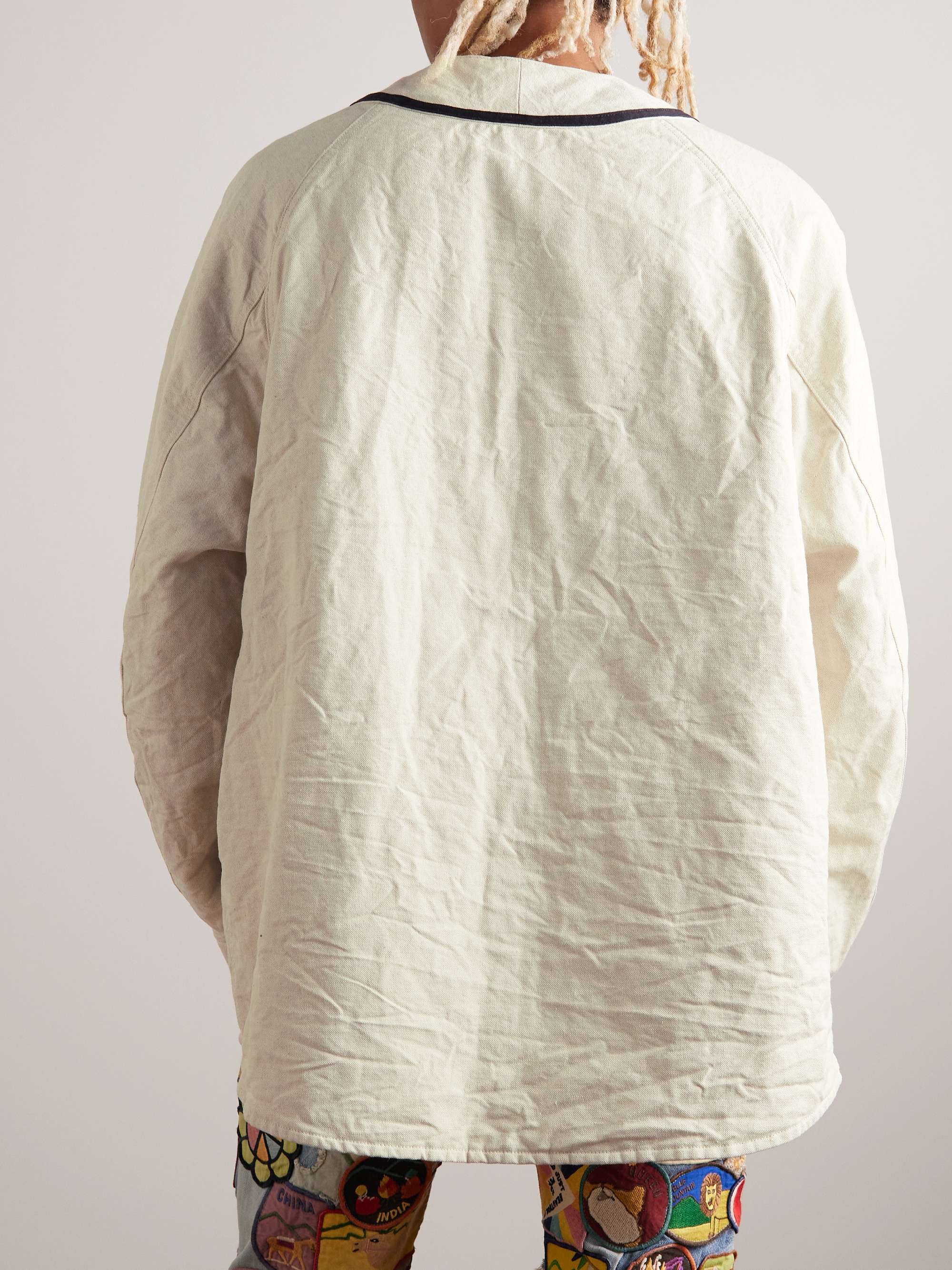 KAPITAL Great Kountry Appliquéd Cotton and Linen-Blend Canvas Shirt