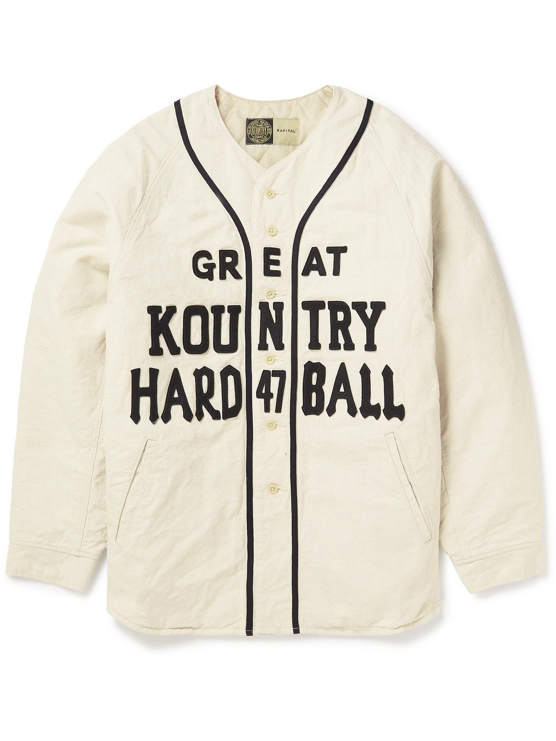 Kapital Great Kountry Appliquéd Cotton And Linen-blend Canvas Shirt In Neutrals