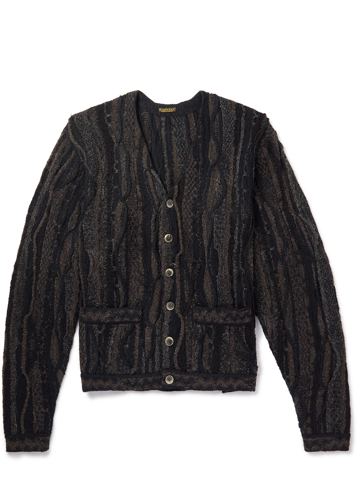 Kapital Kids' Goudy Intarsia Cotton-bouclé Cardigan In Black