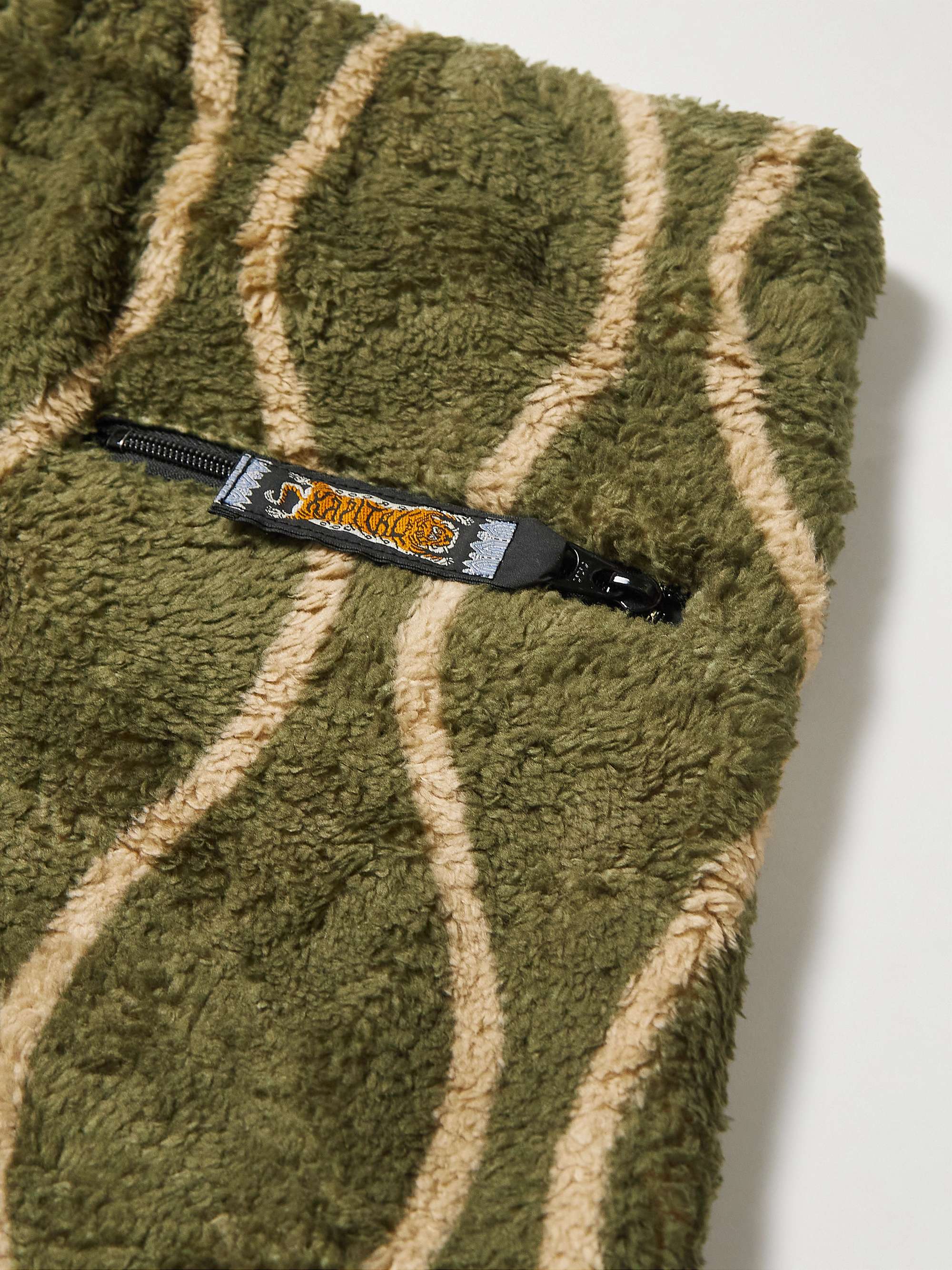 KAPITAL Straight-Leg Striped Fleece Trousers