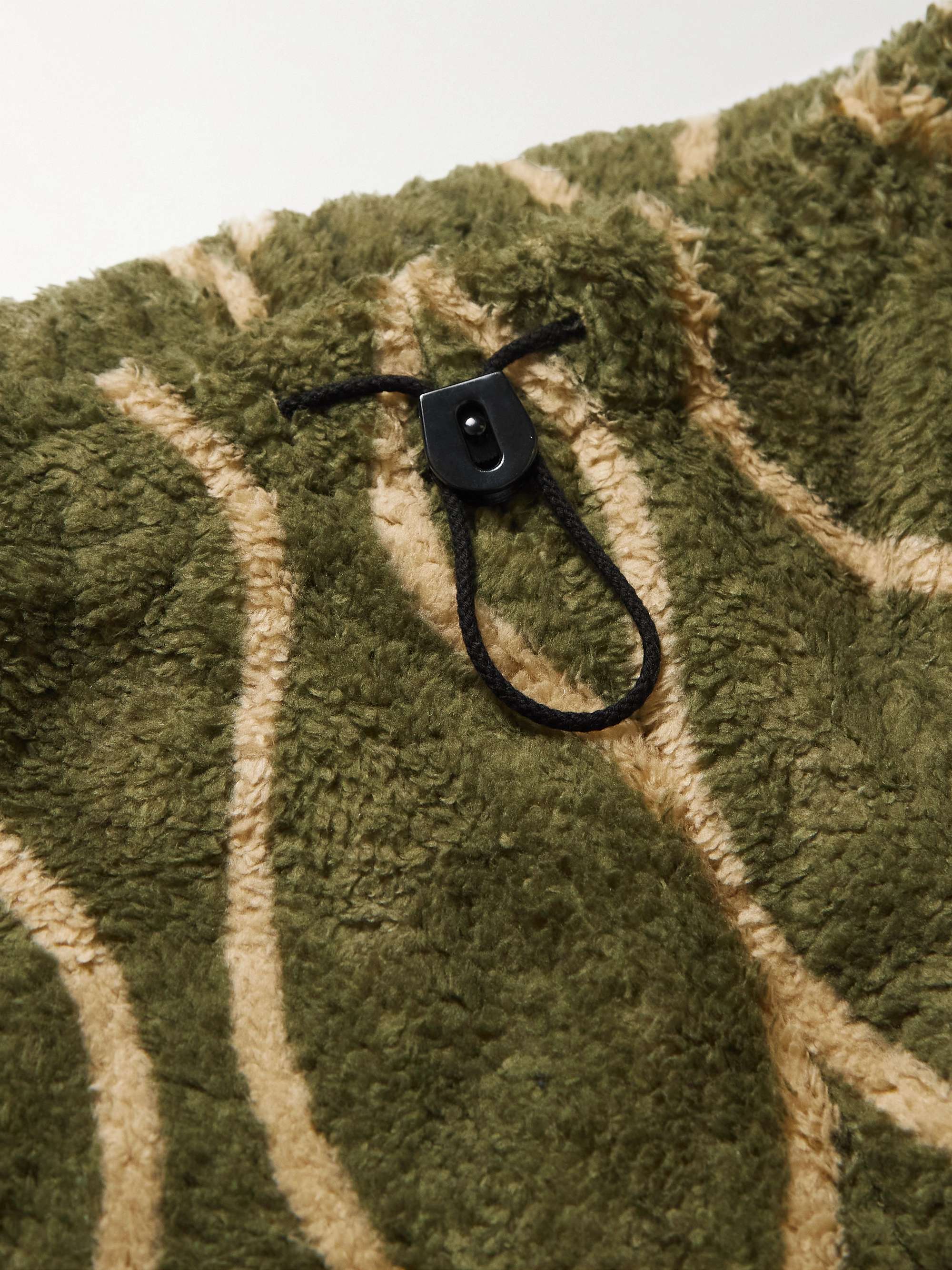 KAPITAL Straight-Leg Striped Fleece Trousers