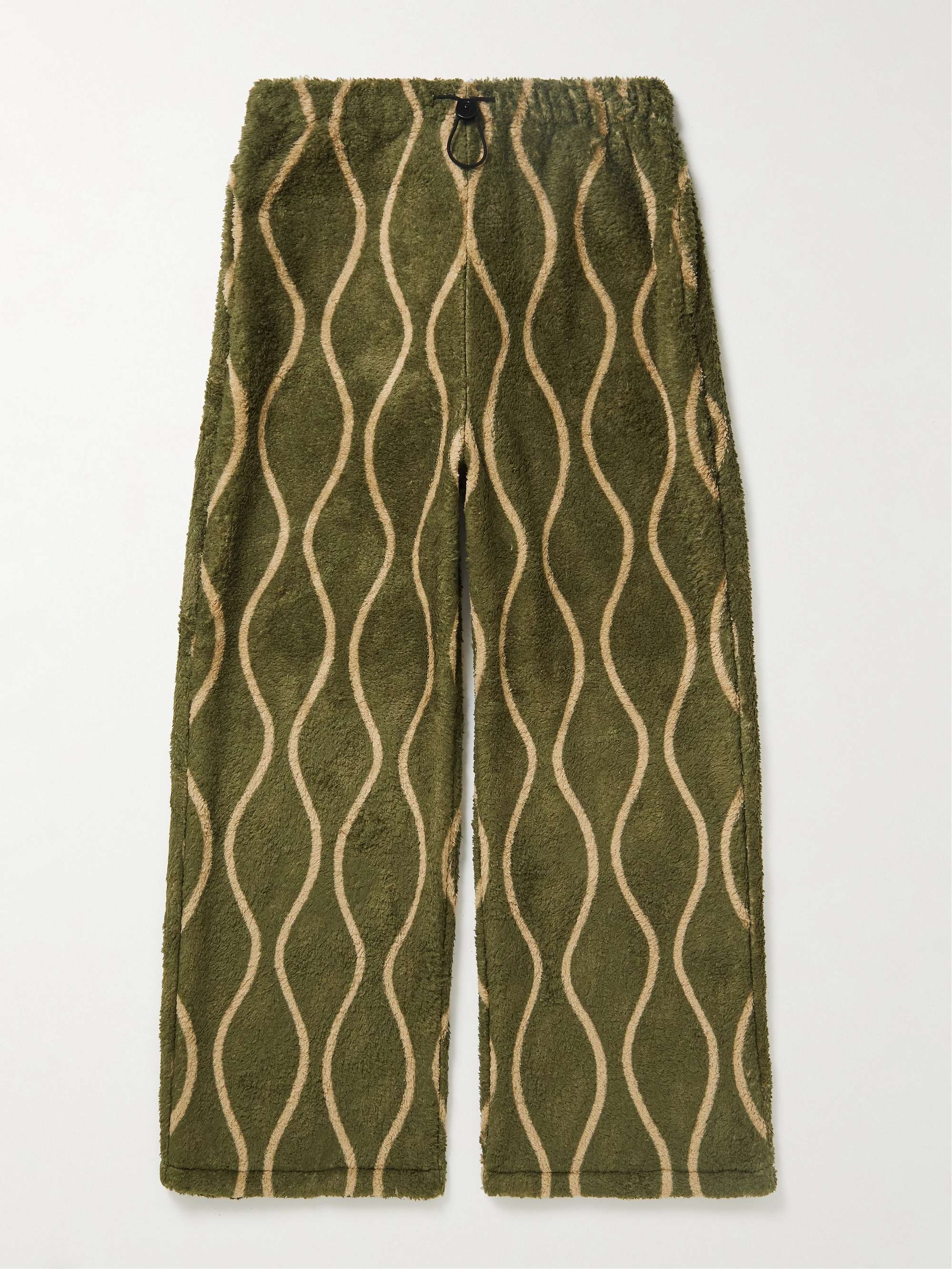 Straight-Leg Striped Fleece Trousers