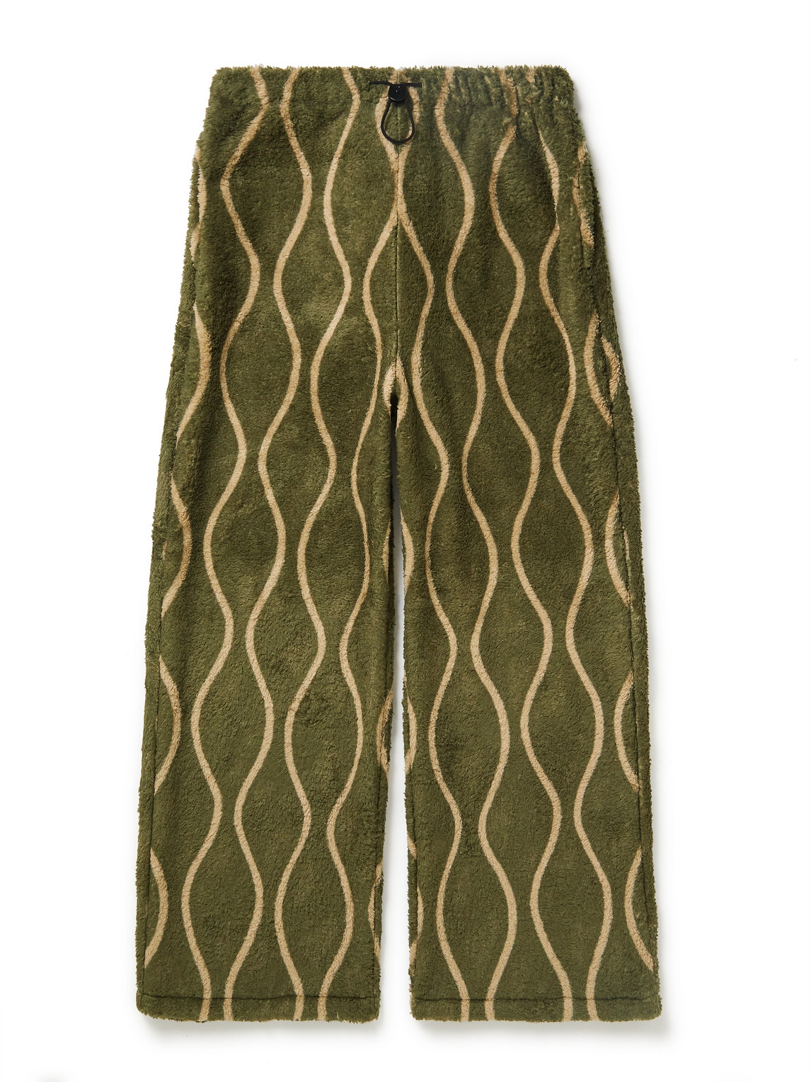 Kapital Straight-leg Striped Fleece Trousers In Green