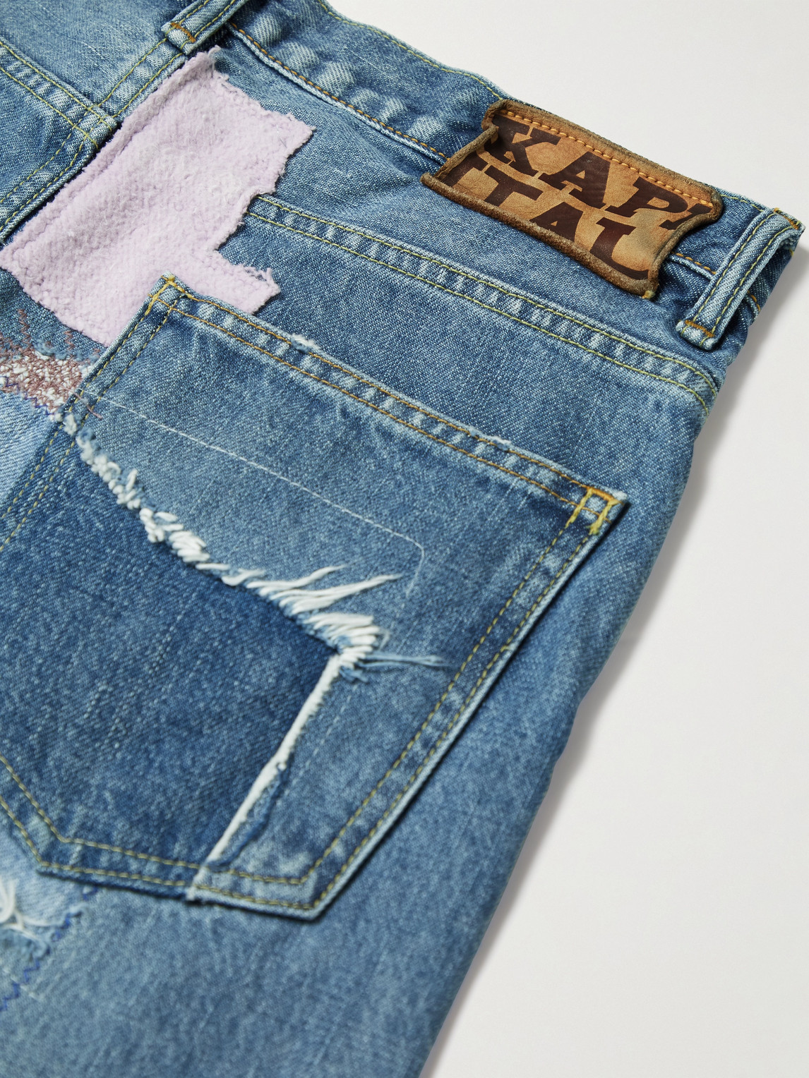 Shop Kapital Okabilly Straight-leg Patchwork Embroidered Jeans In Blue
