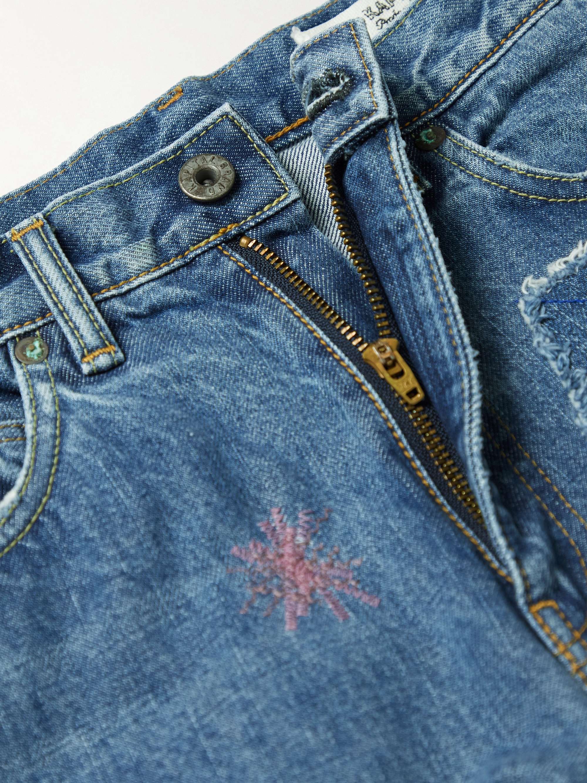 KAPITAL OKABILLY Straight-Leg Patchwork Embroidered Jeans