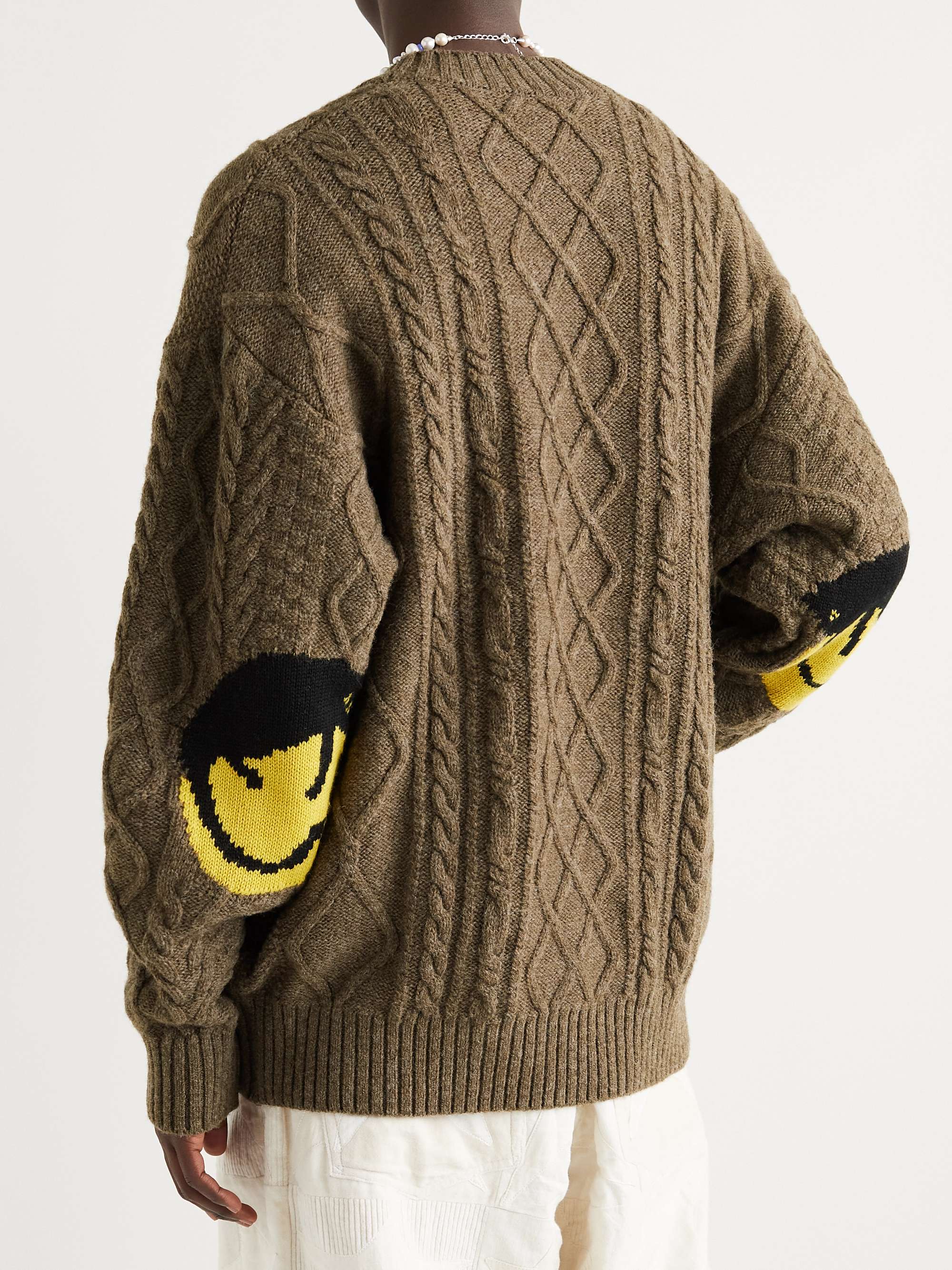 KAPITAL Intarsia Cable-Knit Wool-Blend Cardigan