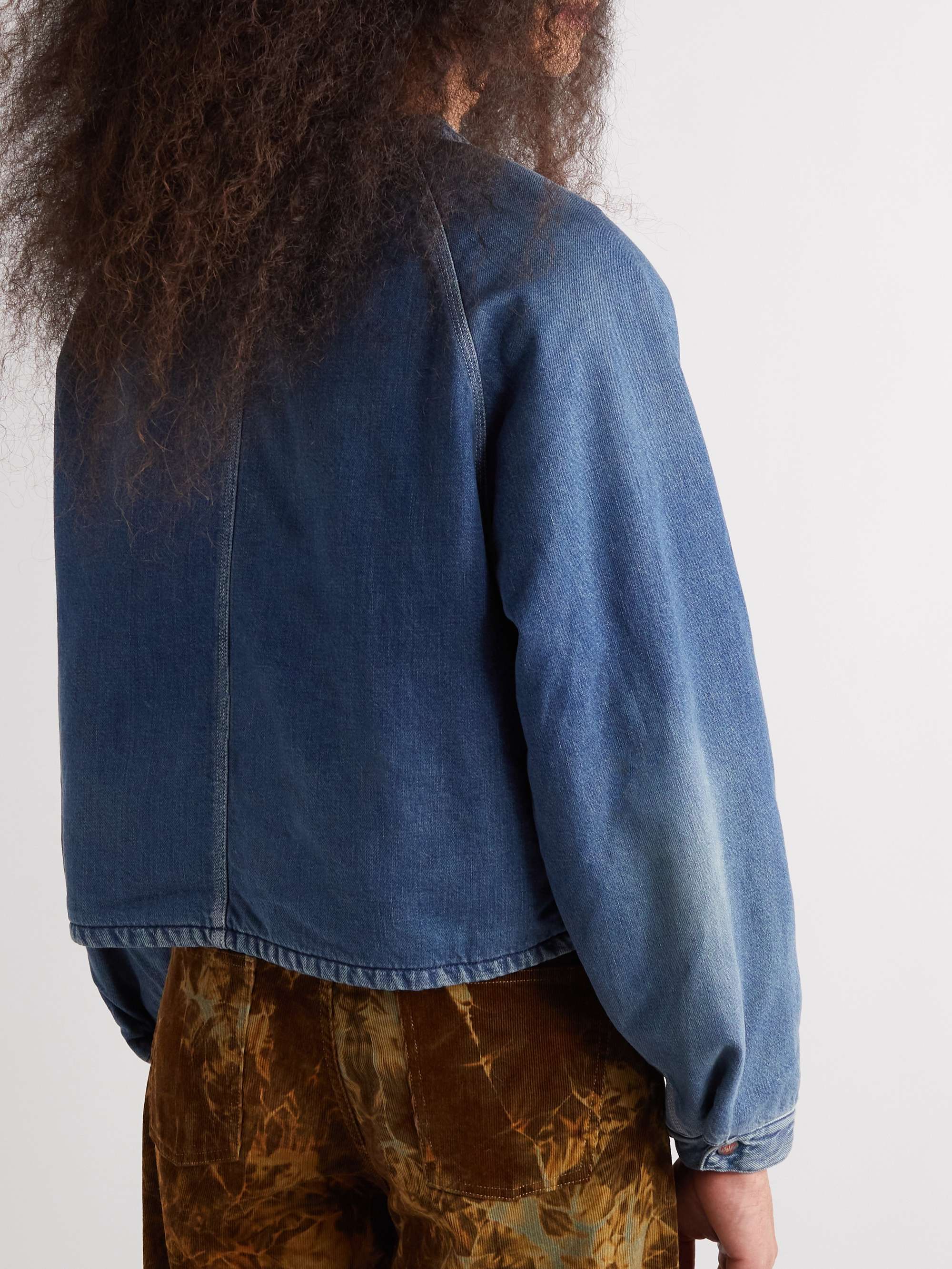 KAPITAL Coneybowy Reversible Denim and Striped Knitted Jacket