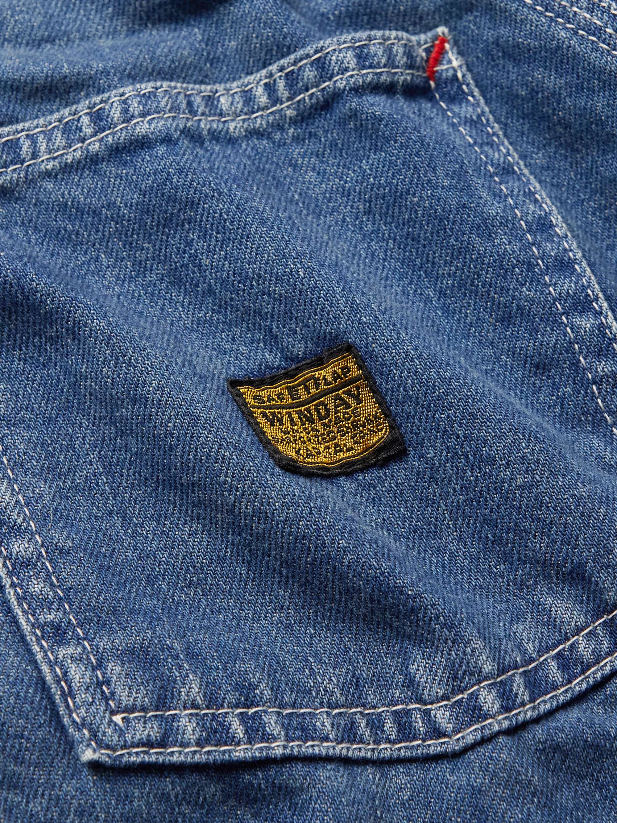 KAPITAL Coneybowy Reversible Denim and Striped Knitted Jacket