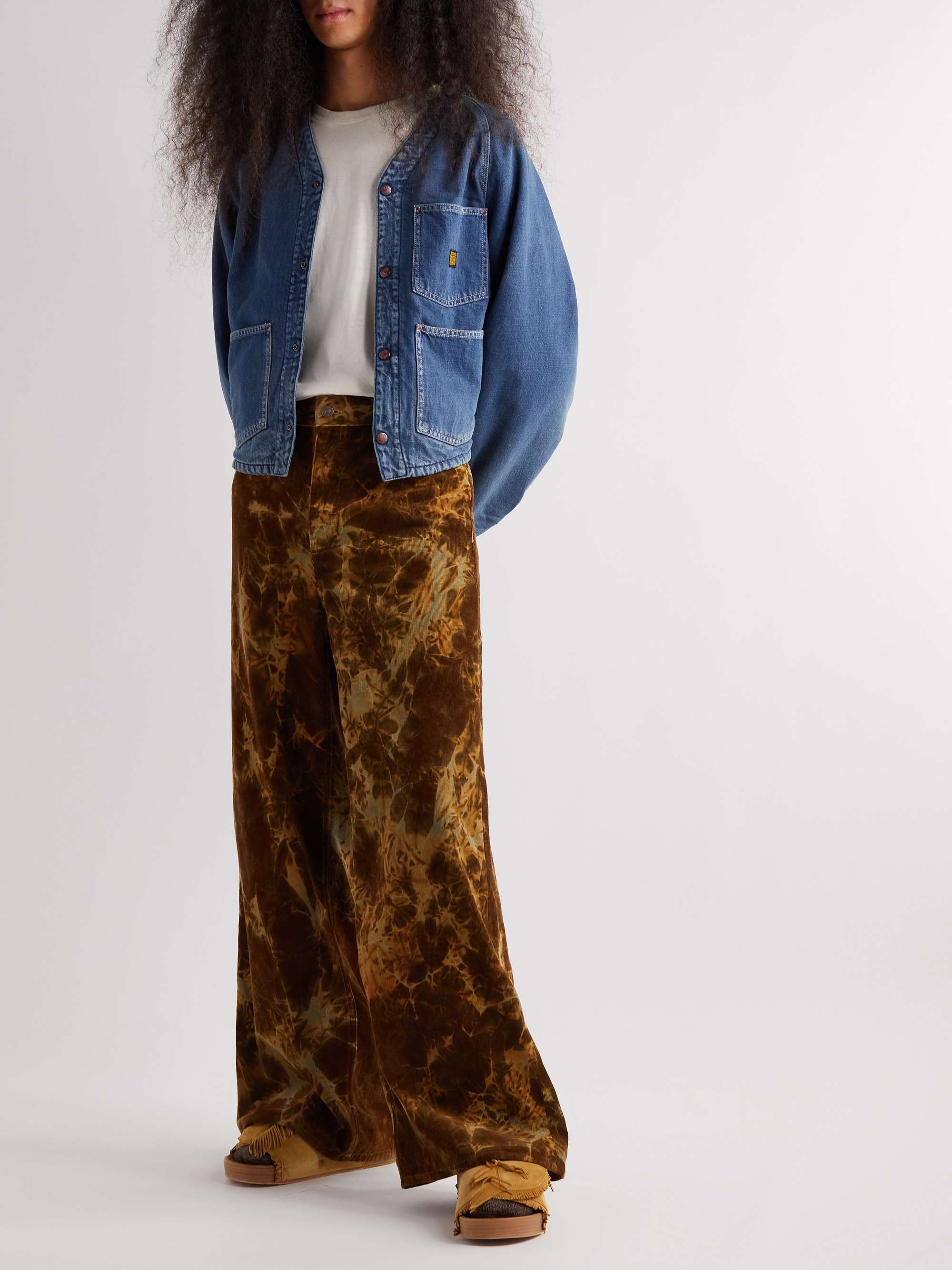 KAPITAL Coneybowy Reversible Denim and Striped Knitted Jacket
