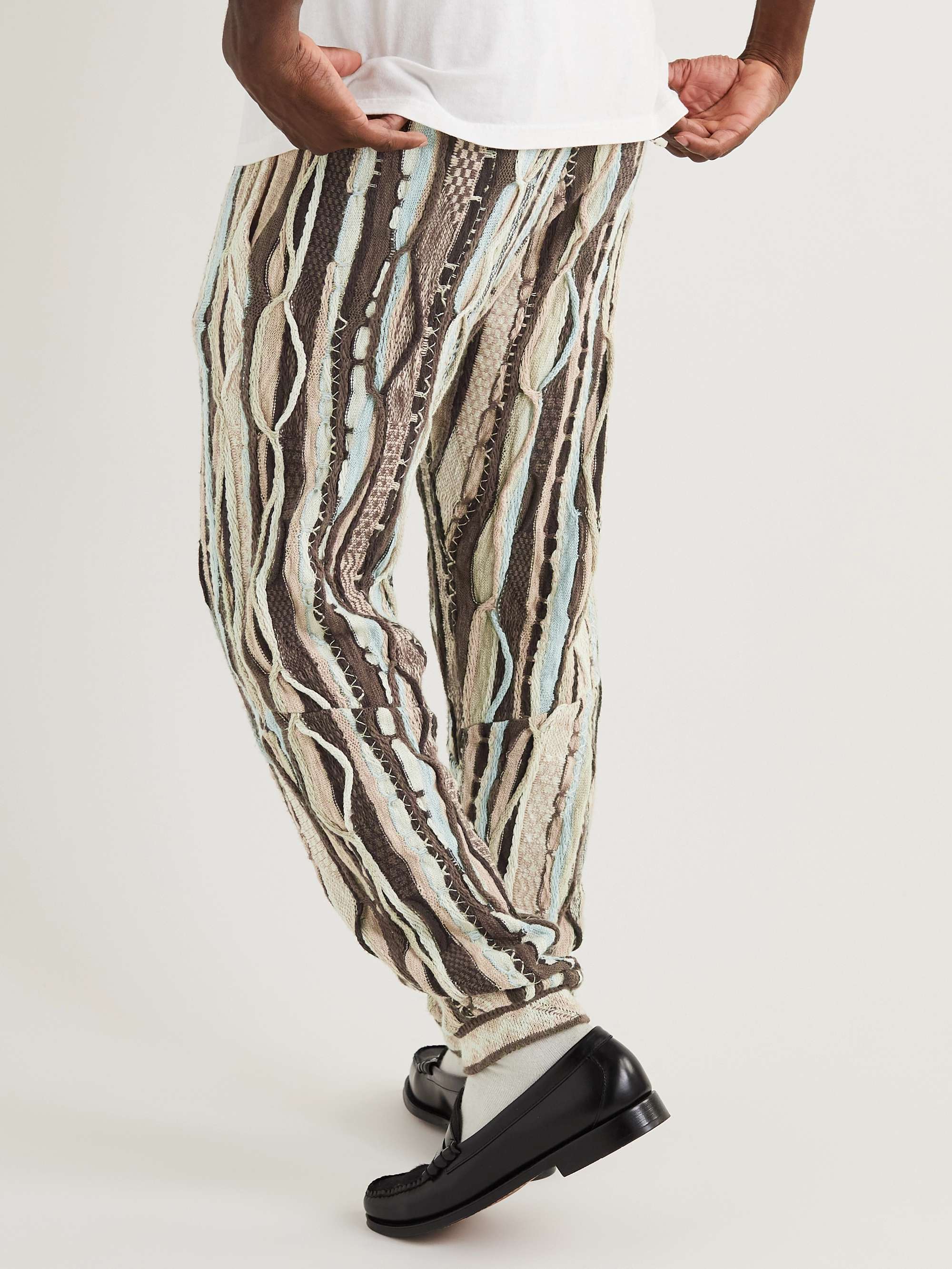 KAPITAL Tapered Jacquard-Knit Cotton-Blend Drawstring Trousers