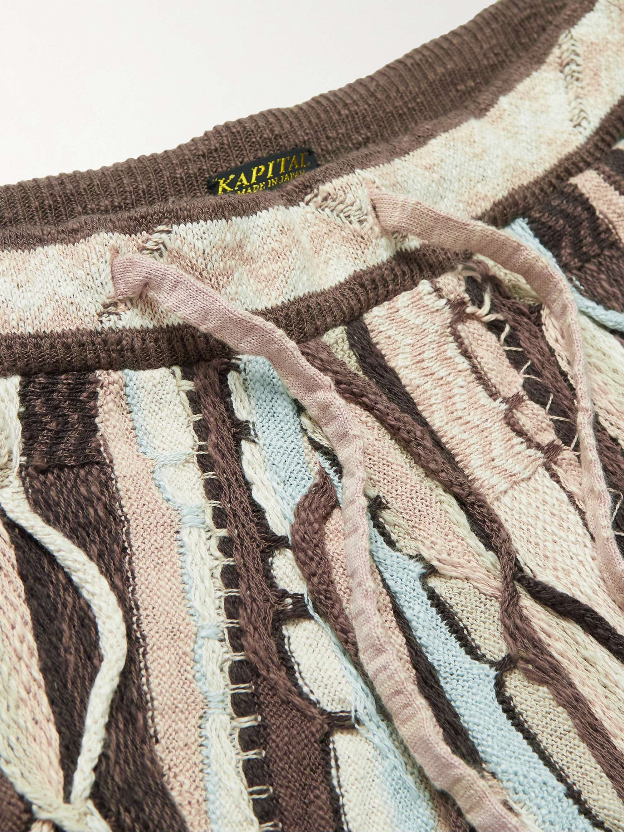 KAPITAL Tapered Jacquard-Knit Cotton-Blend Drawstring Trousers
