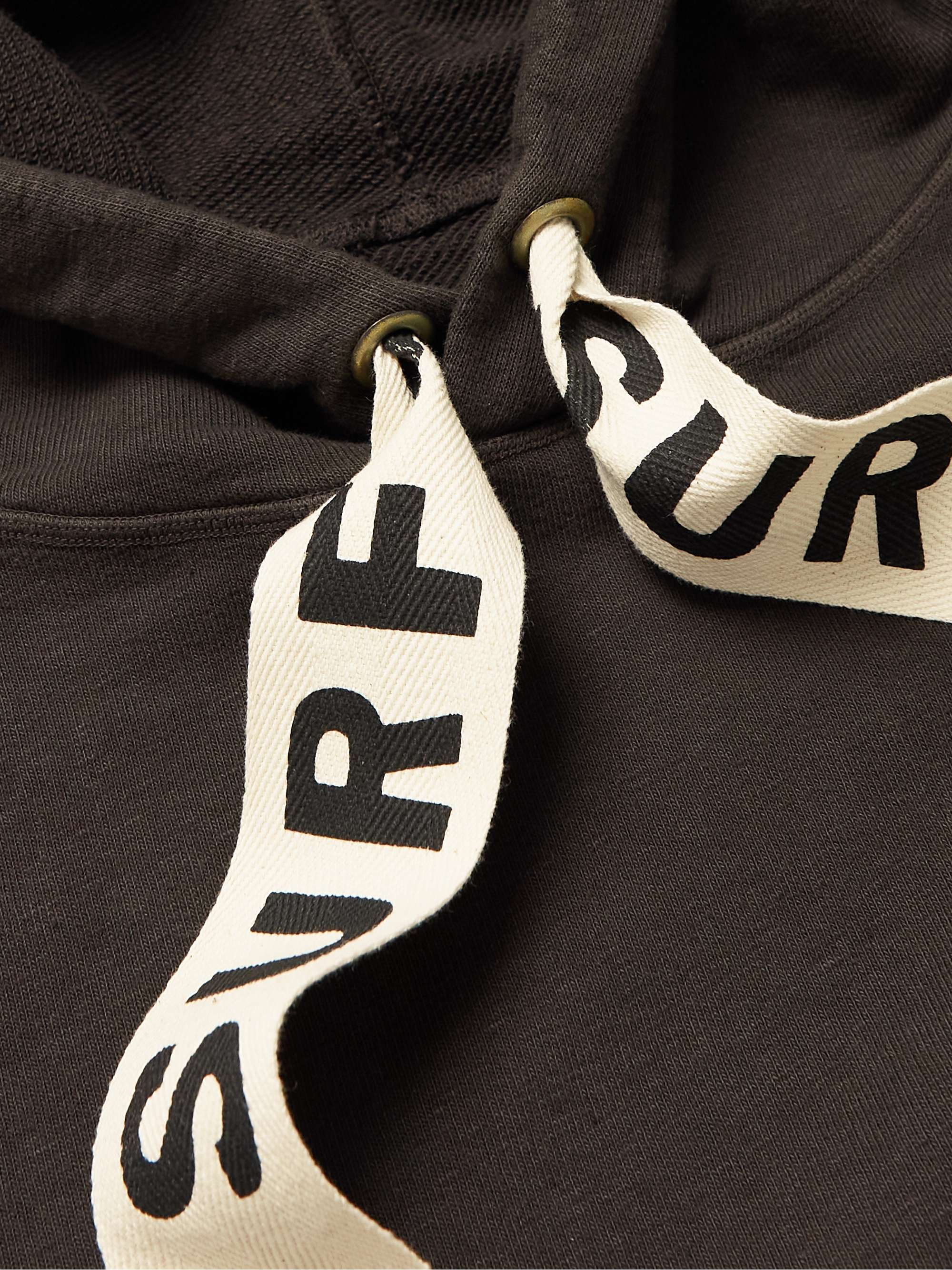 KAPITAL Grosgrain-Trimmed Frayed Cotton-Jersey Hoodie