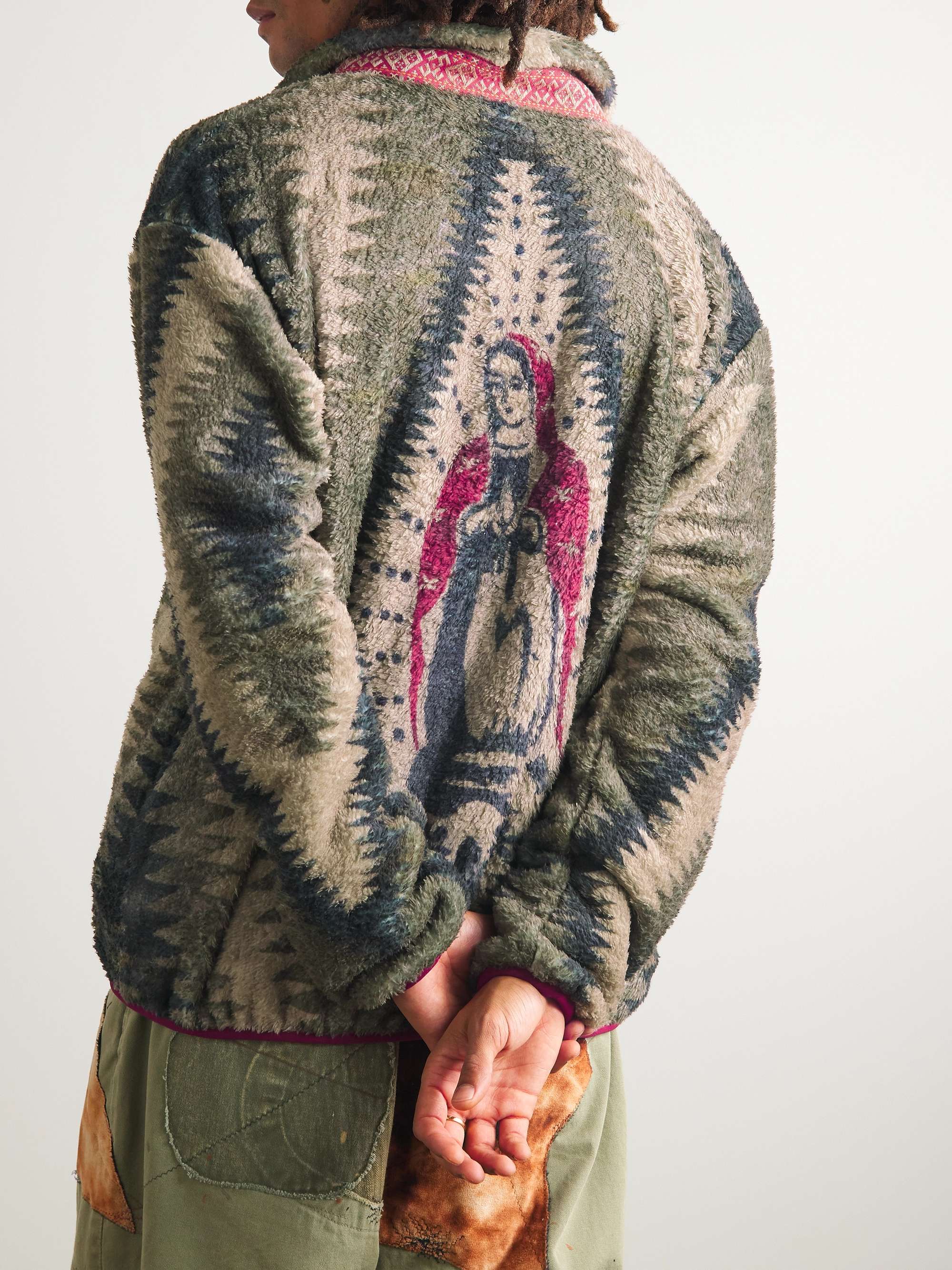 KAPITAL Thunder Mother Printed Fleece Zip-Up Sweatshirt